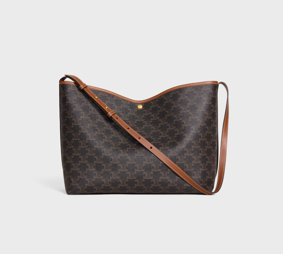 CELINE Logo print and cowhide soft shopping bag