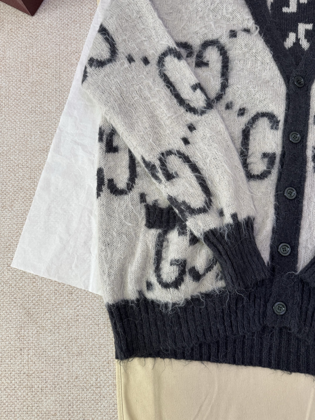 GUCCI Jacquard Mohair Reversible Cardigan