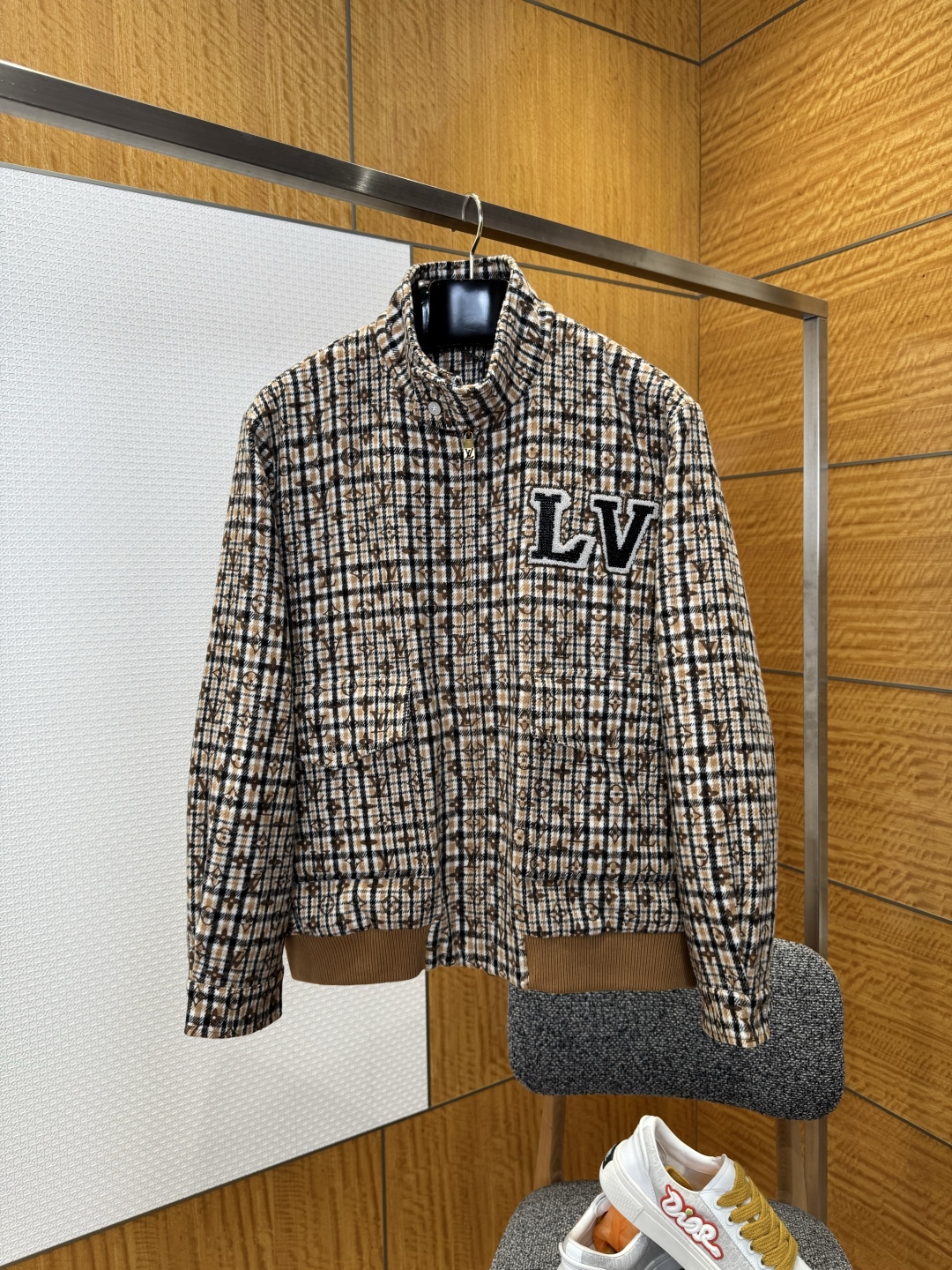LOUIS VUITTON Beaded Monogram Embroidered Baseball Jacket