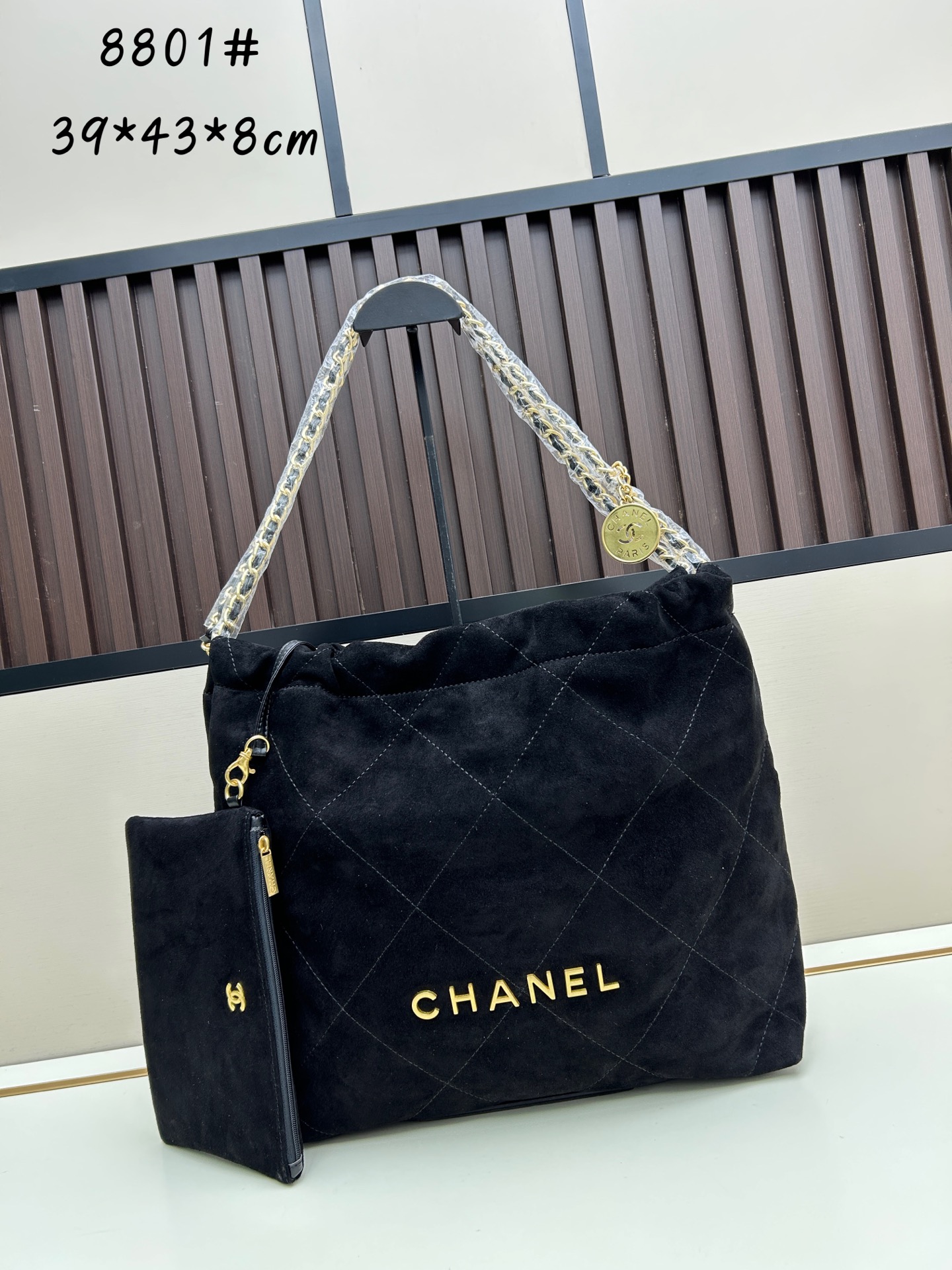 Chanel 22 Bag in Suede with Gold-Tone Hardware