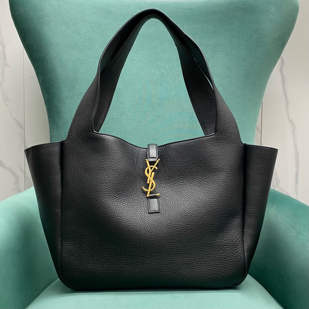 YSL LE 5 À 7 bea in grained leather-Black