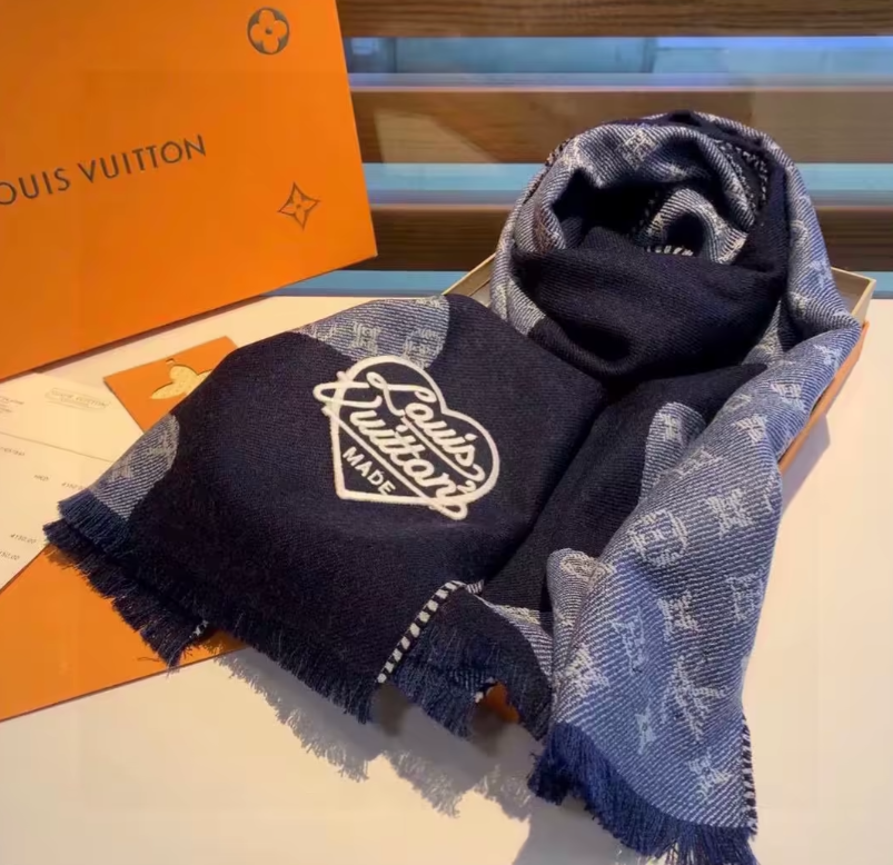 Louis Vuitton x Nigo MP3255 Monogram Drip Blue Scarf