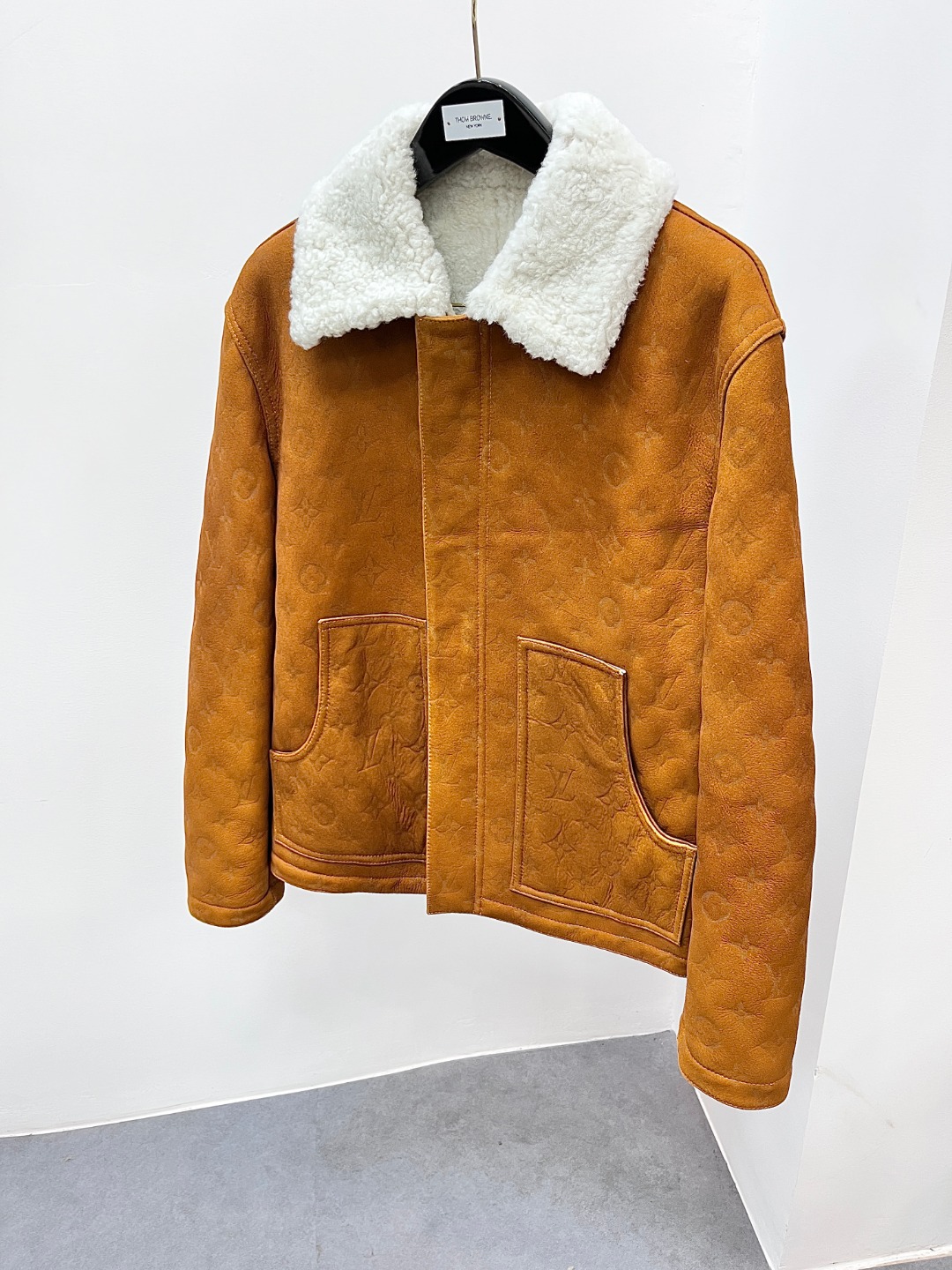 Louis Vuitton Shearling Embossed Monogram Leather Jacket