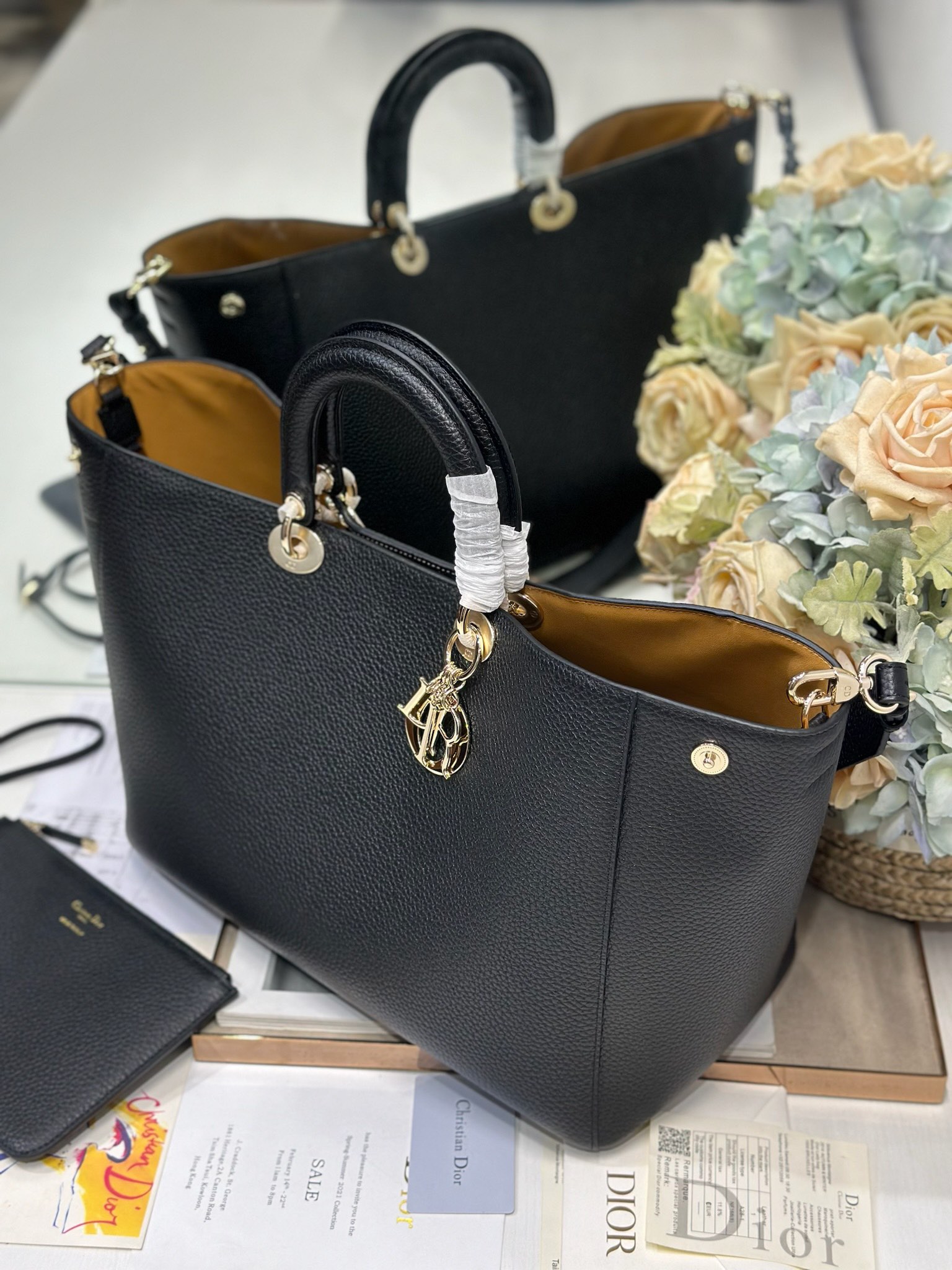 Dior Toujours Bag in Black Grained Calfskin