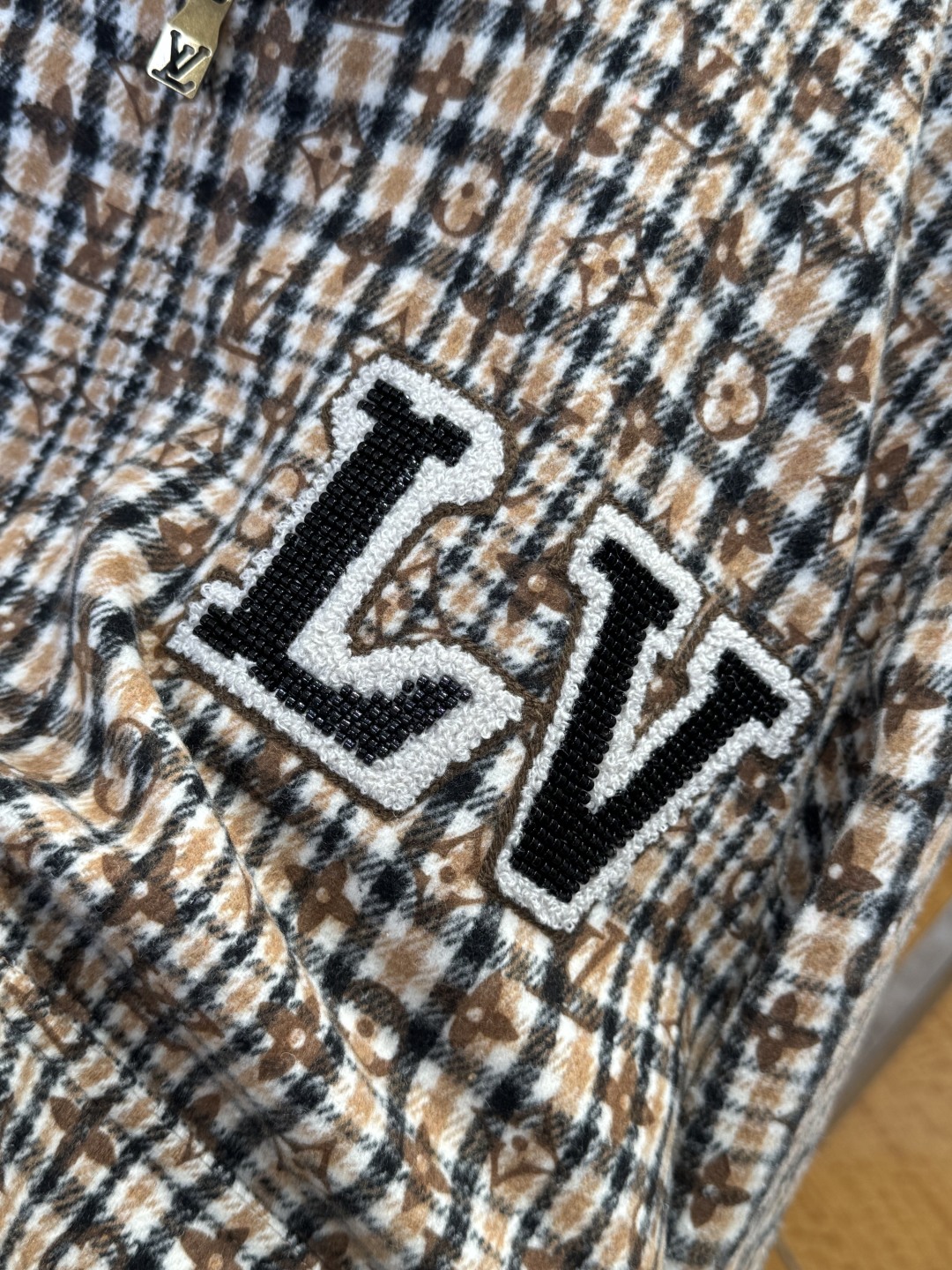 LOUIS VUITTON Beaded Monogram Embroidered Baseball Jacket