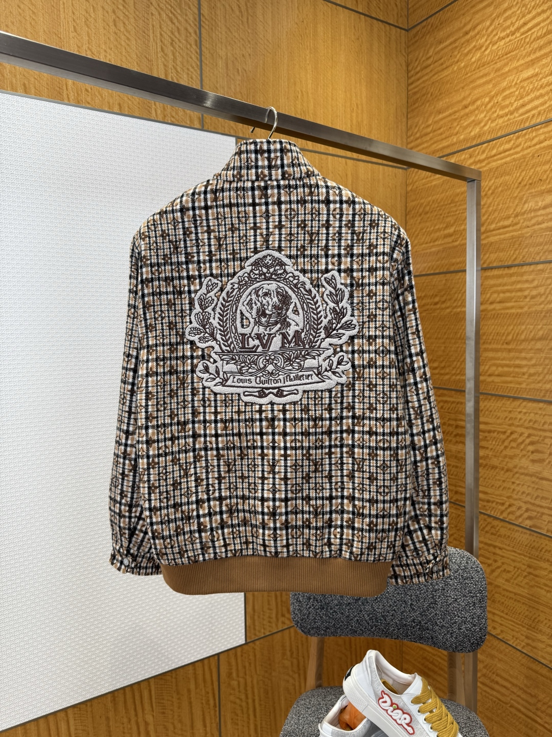 LOUIS VUITTON Beaded Monogram Embroidered Baseball Jacket