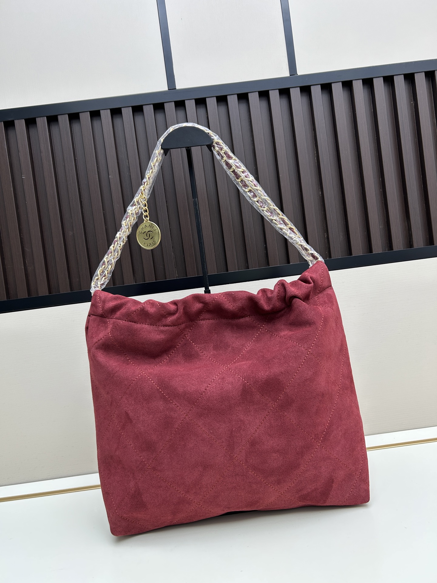 Chanel 22 Bag in Suede with Gold-Tone Hardware