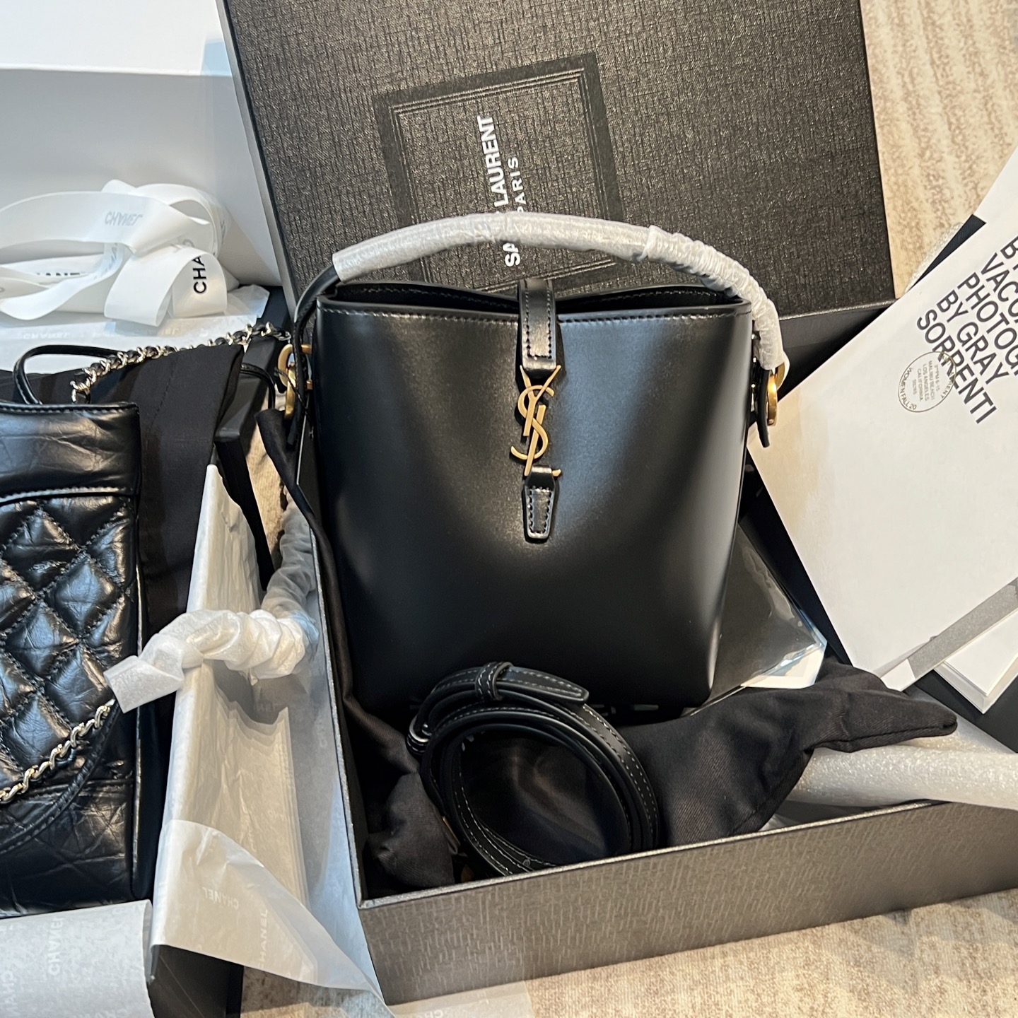 YSL Mini Leather Bucket Bag