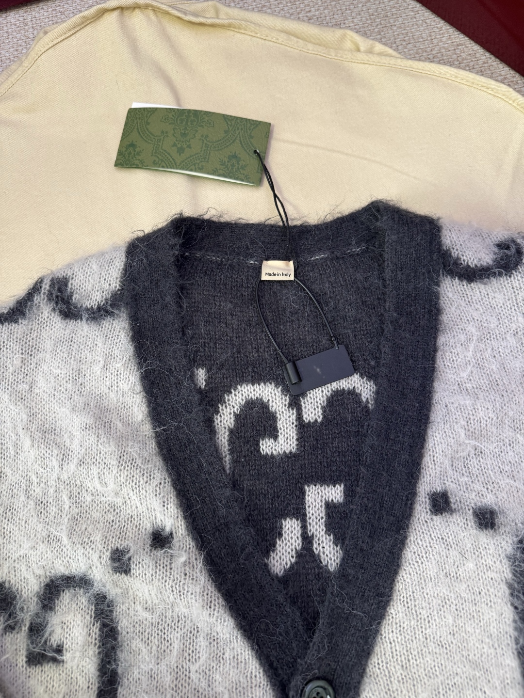 GUCCI Jacquard Mohair Reversible Cardigan