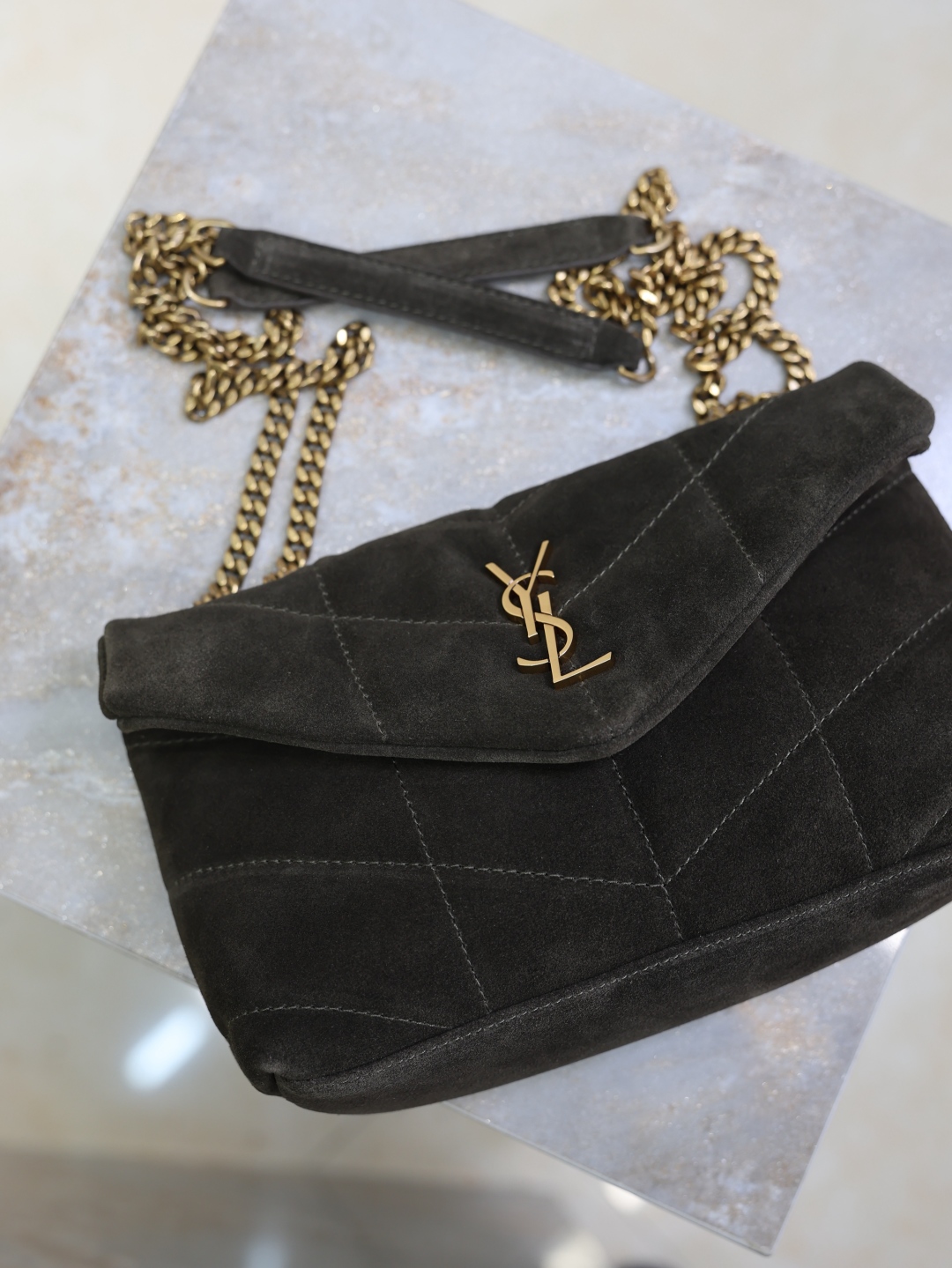 YSL Toy PUFFER in suede
