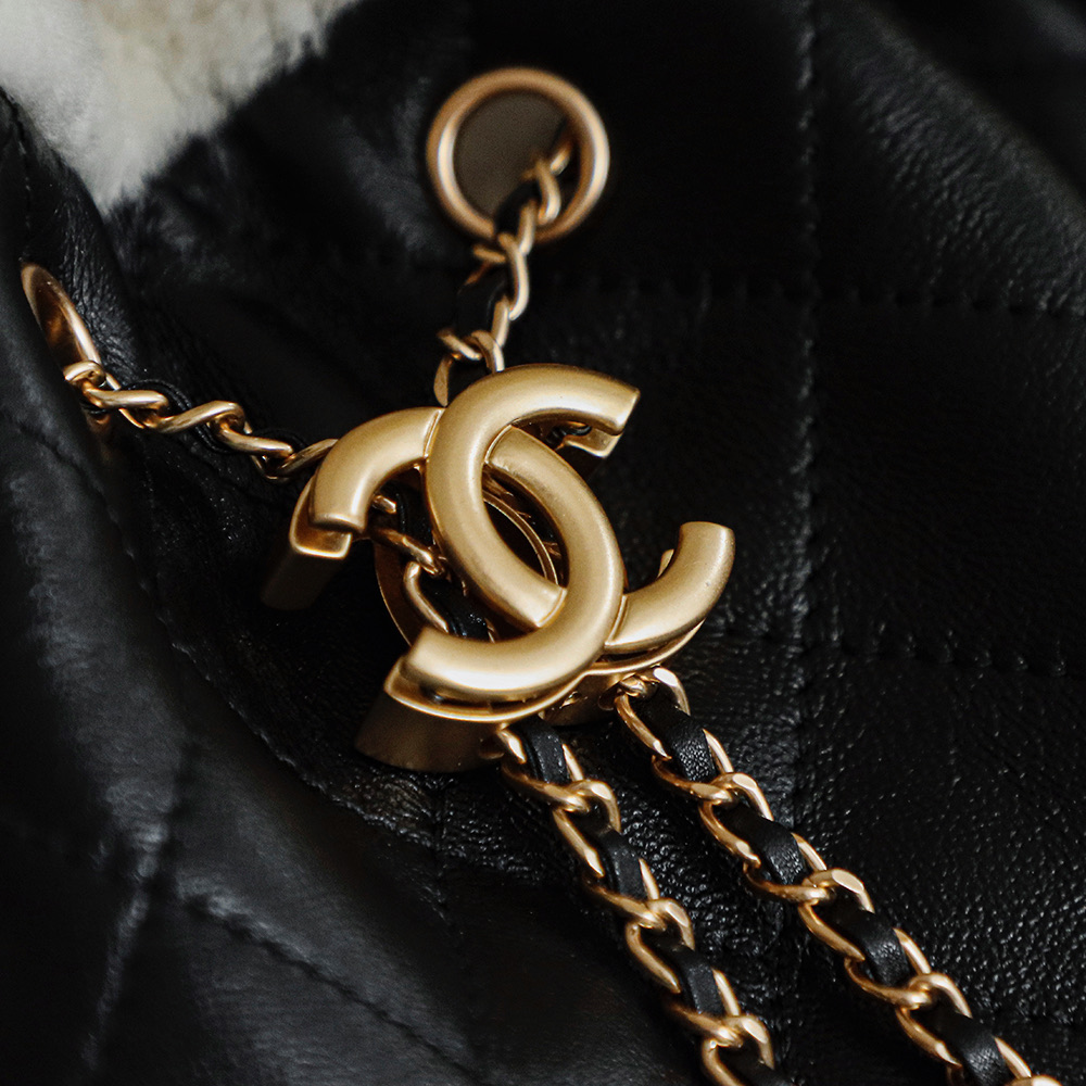 Chanel 25K Hobo Bag — Black Quilted Leather with Shearling Trim (Small)