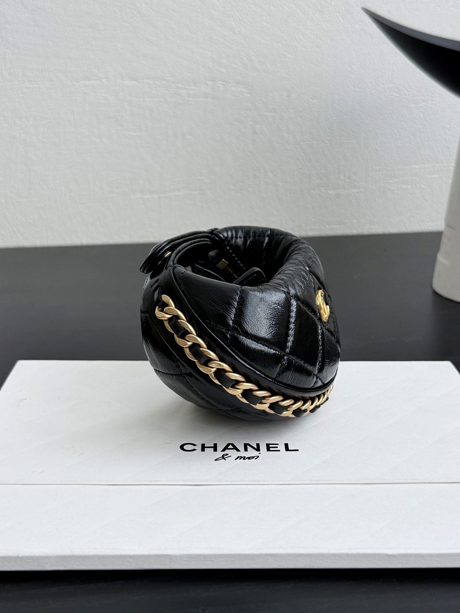 Chanel mini pouch shiny lambskin