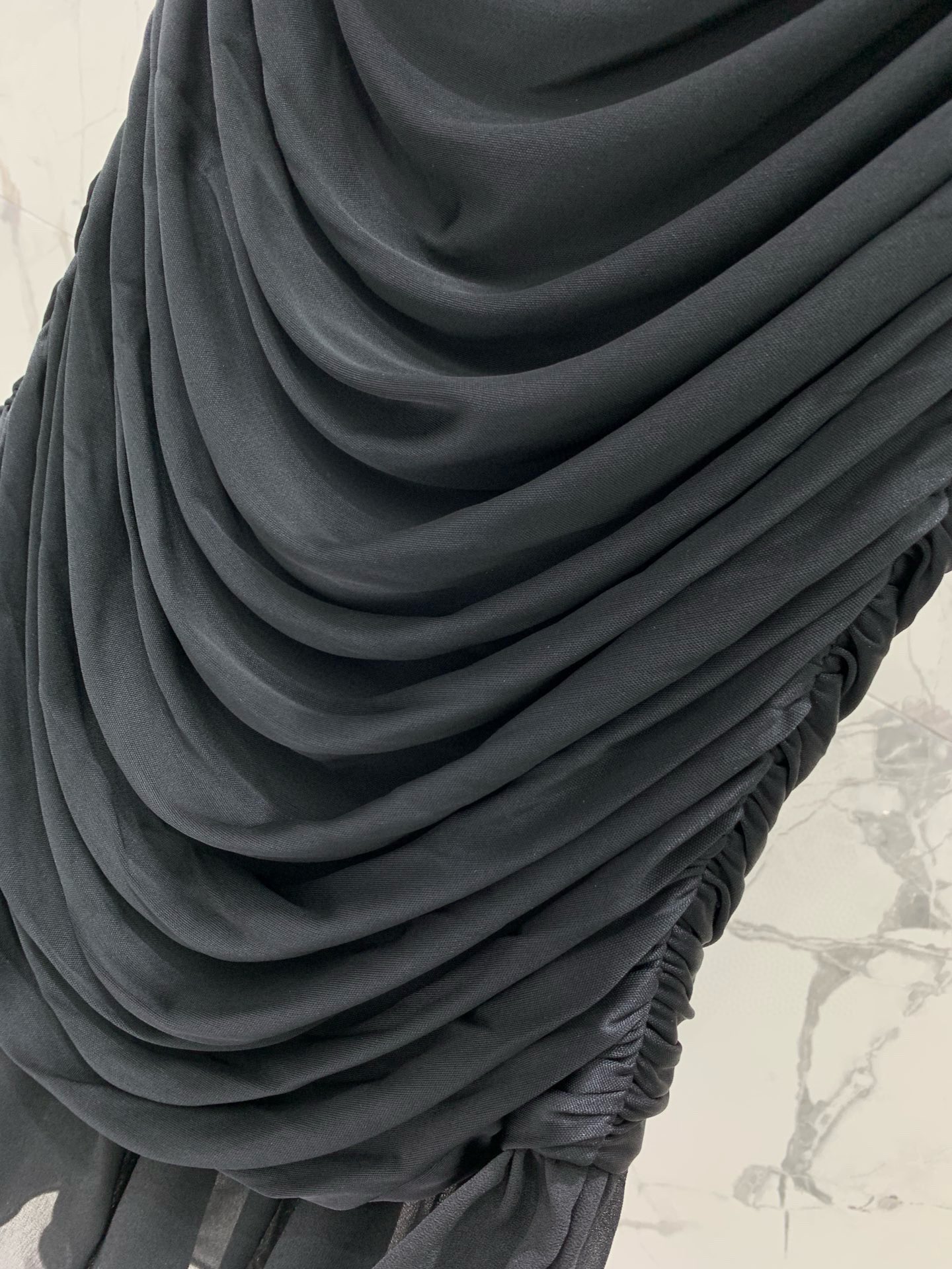 SAINT LAURENT Pleated Acetate Knit Midi Skirt