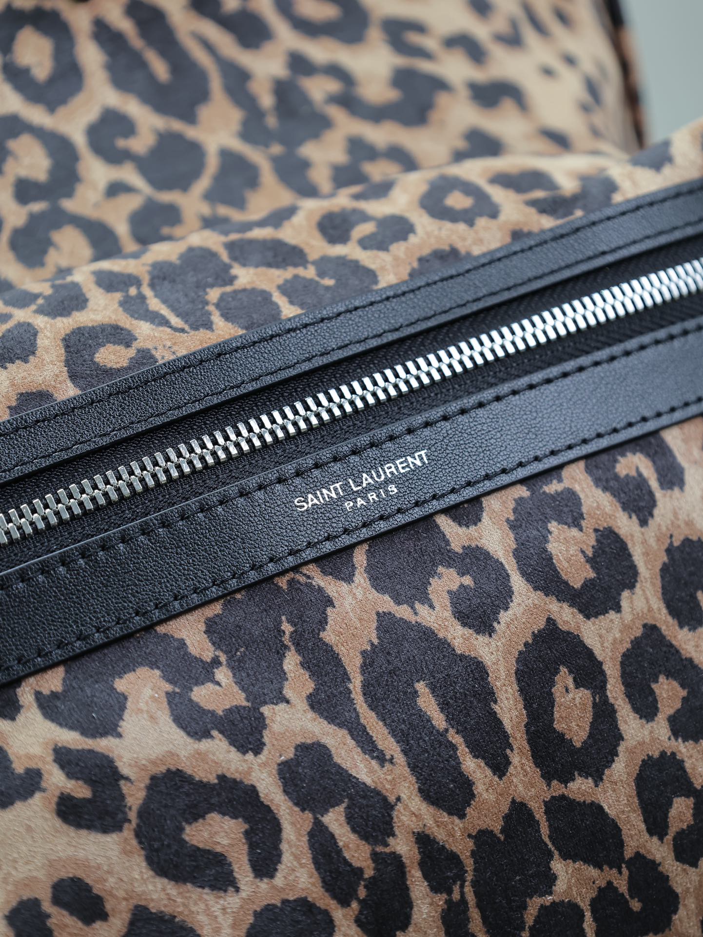 YSL-Leopard Print Velvet with Leather