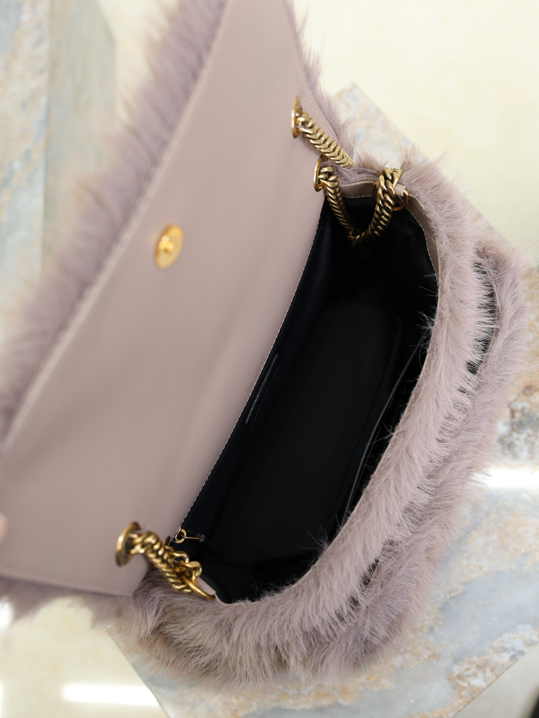 YSL Niki_ Taro Purple rabbit fur & leather serie