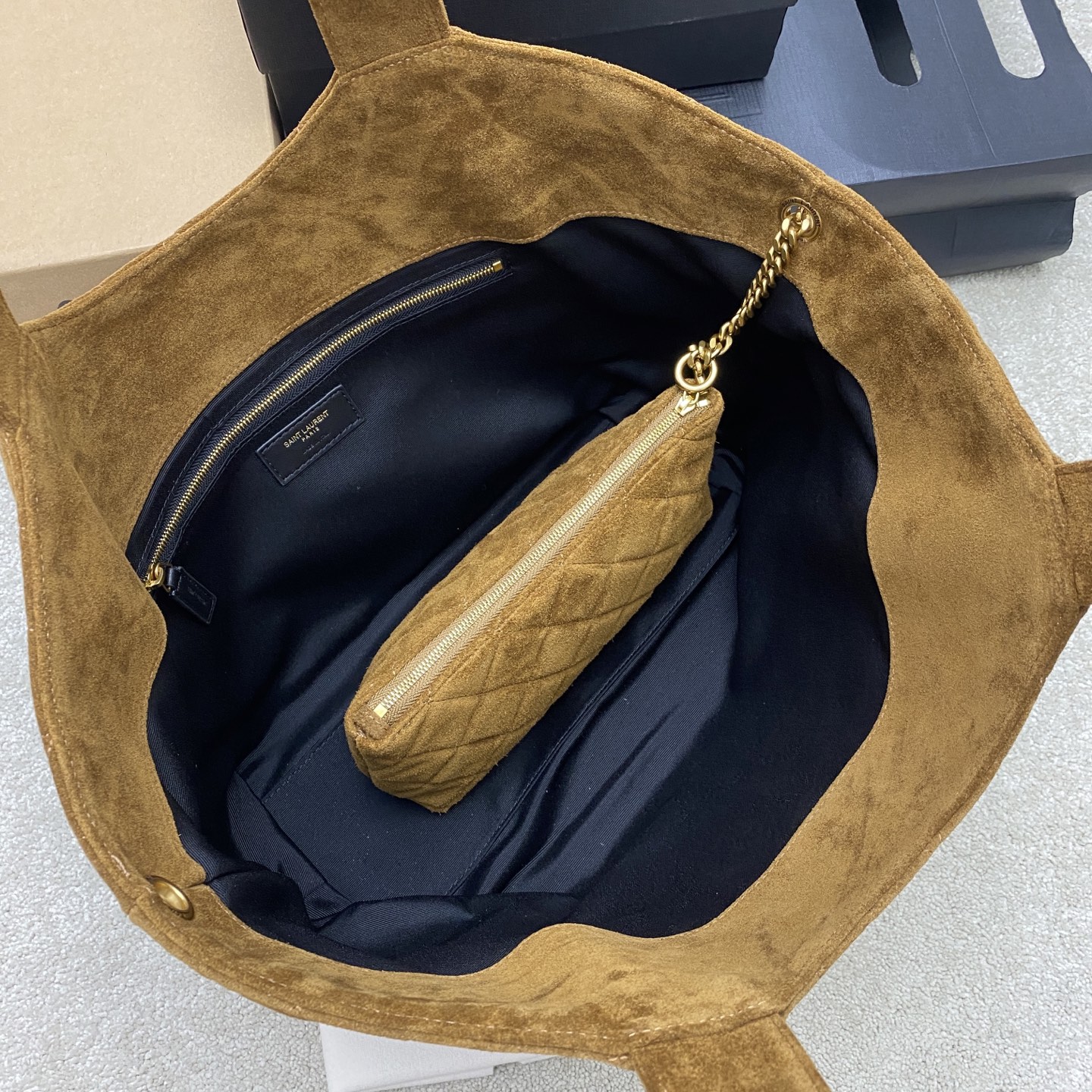 YSL ICARE Medium in quilted suede