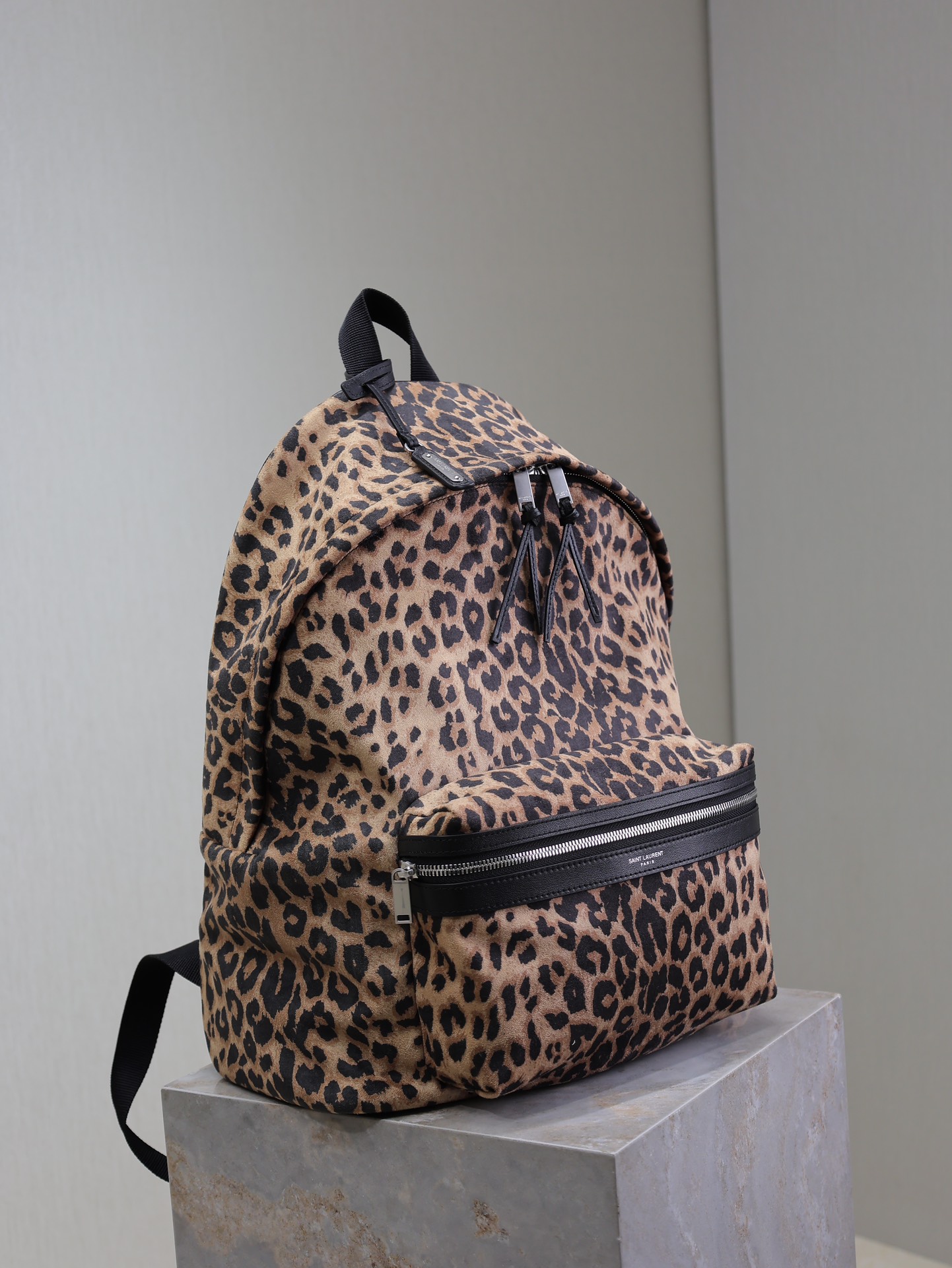 YSL-Leopard Print Velvet with Leather
