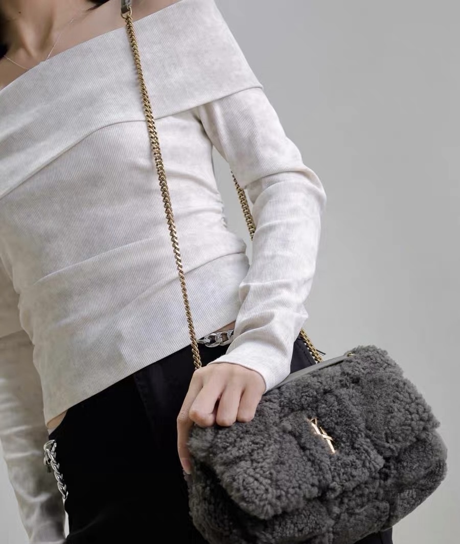 YSL JAMIE Lambskin & Shearling Combination