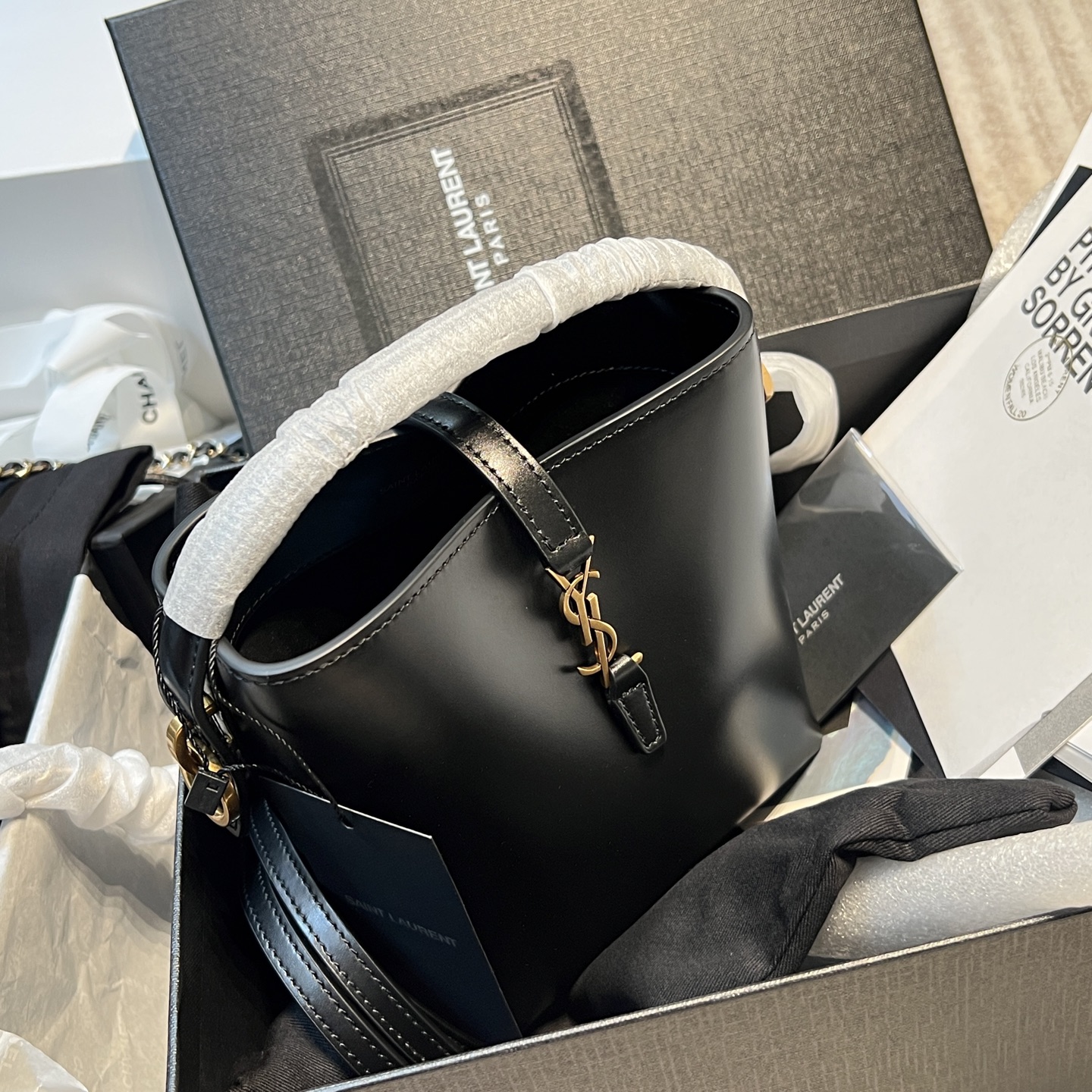 YSL Mini Leather Bucket Bag