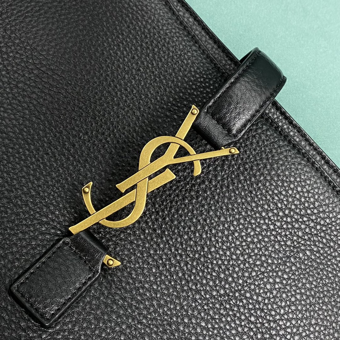 YSL LE 5 À 7 bea in grained leather-Black