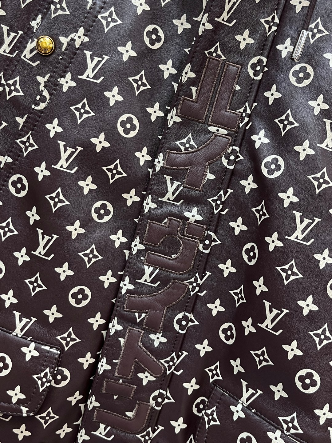 LV 1AIMZ0 Monogram Leather Parkaleopard