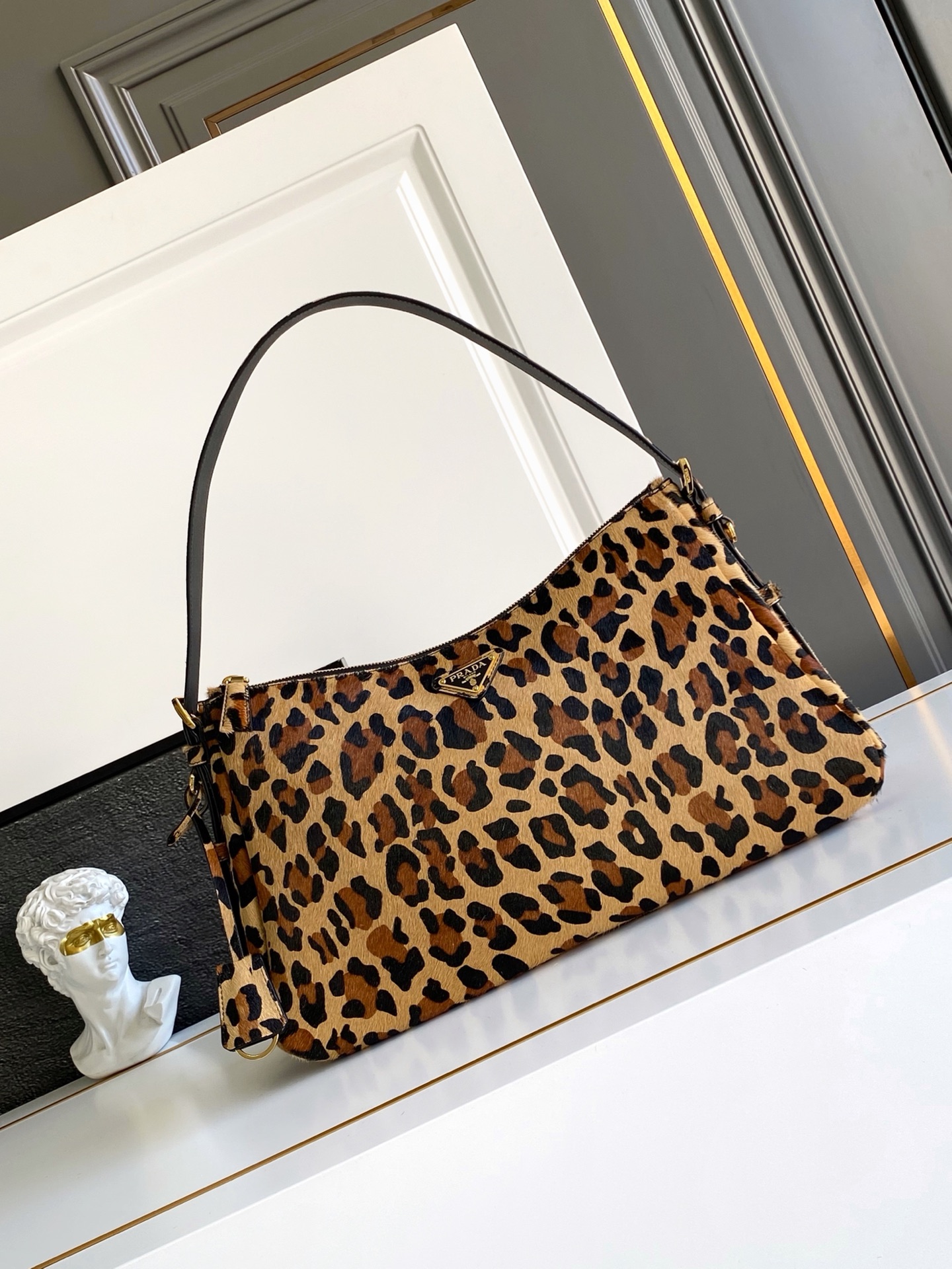 Prada Aimée large leather shoulder bag Leopard Print