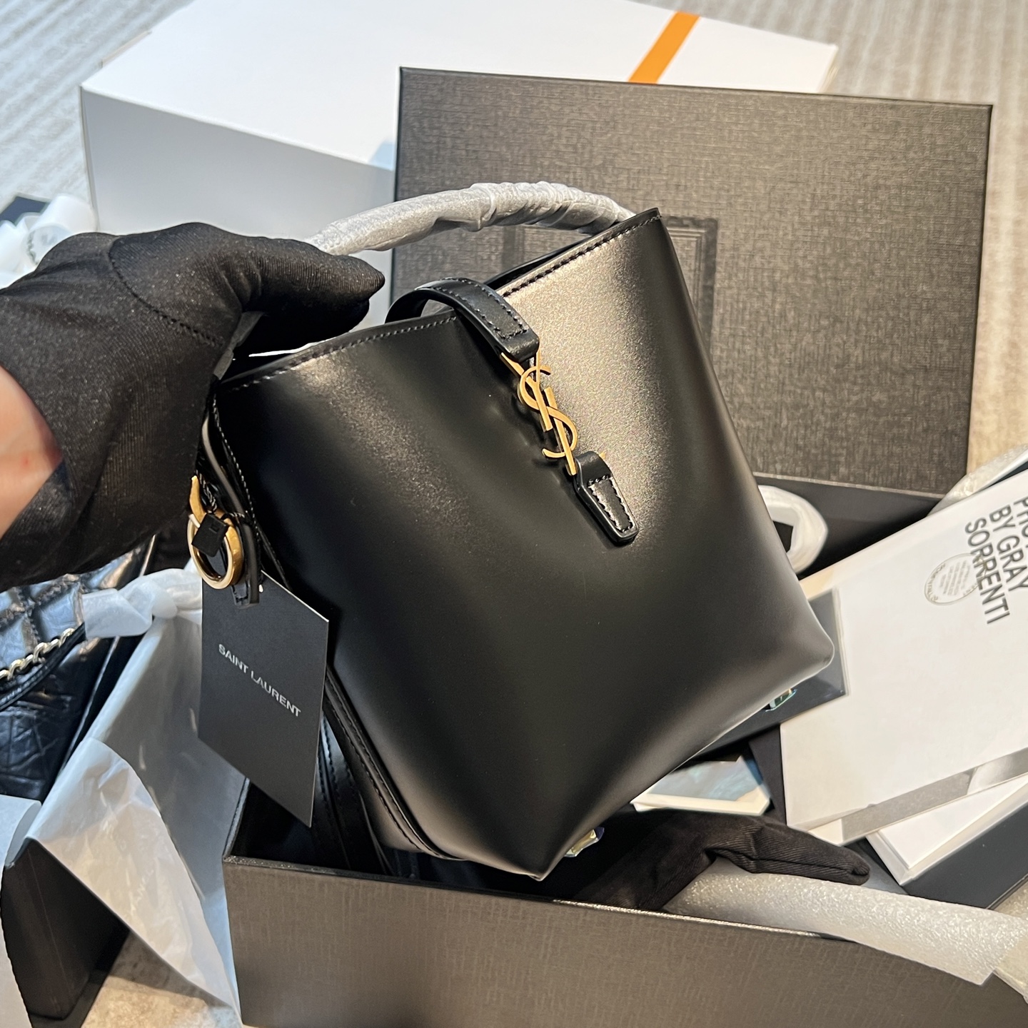 YSL Mini Leather Bucket Bag