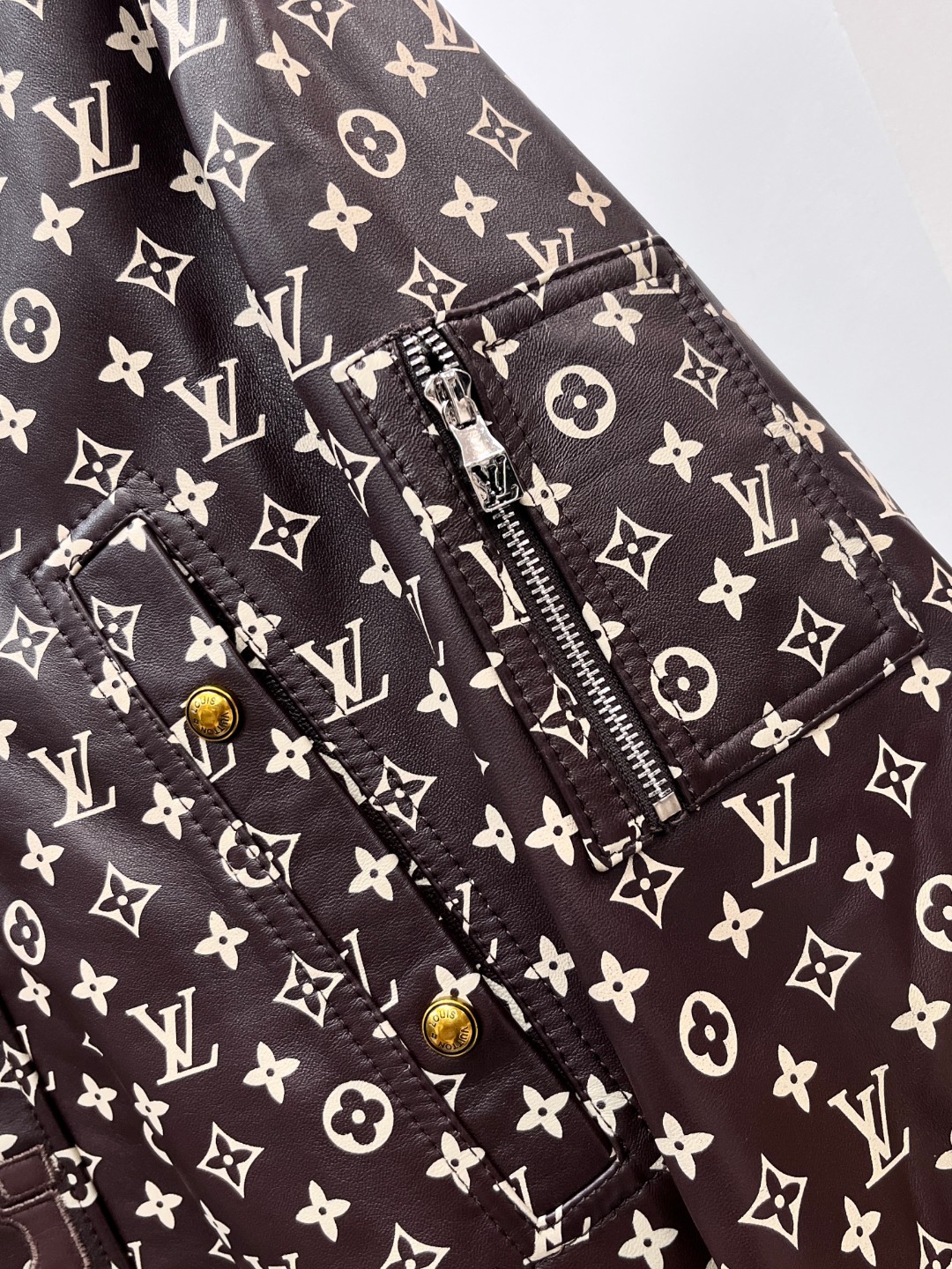 LV 1AIMZ0 Monogram Leather Parkaleopard