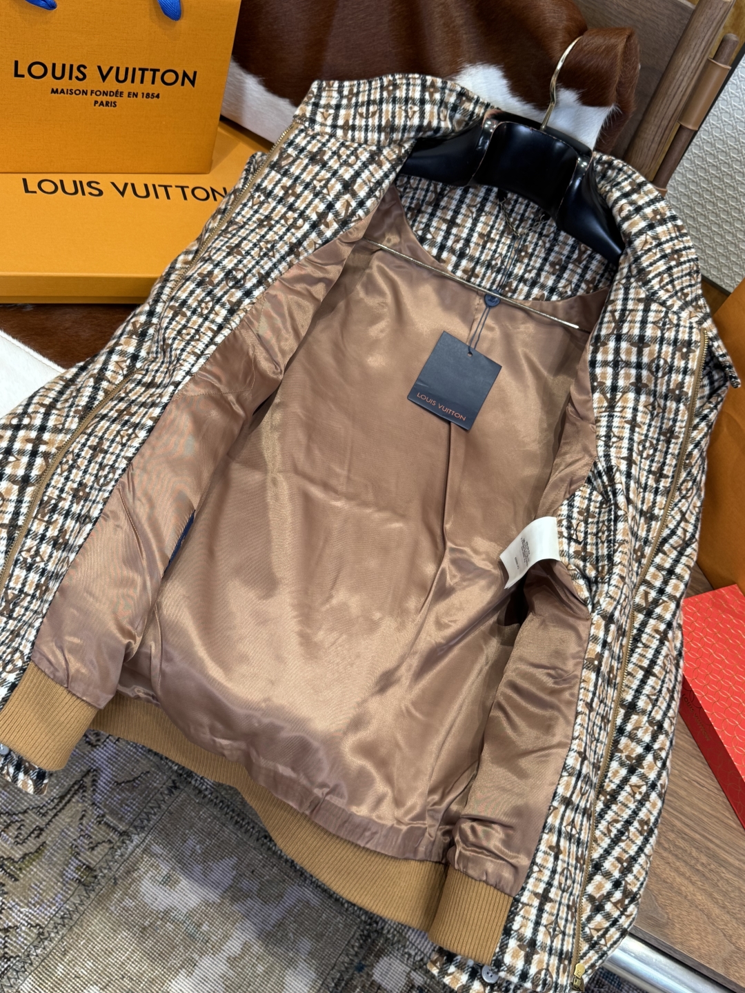 LOUIS VUITTON Beaded Monogram Embroidered Baseball Jacket