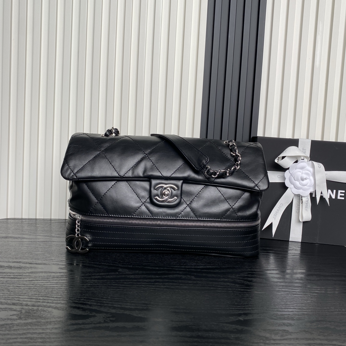 Chanel Vintage Caviar Airport Bag Black