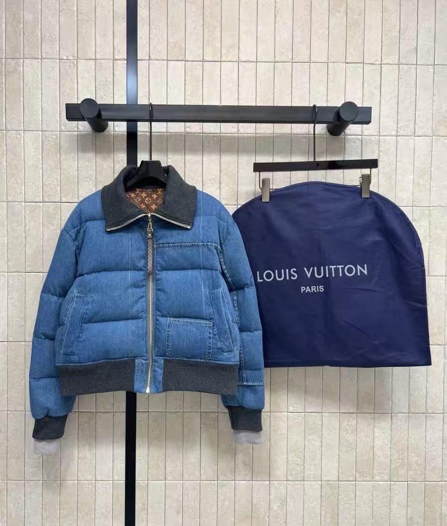 LOUIS VUITTON Denim Print Puffer Jacket