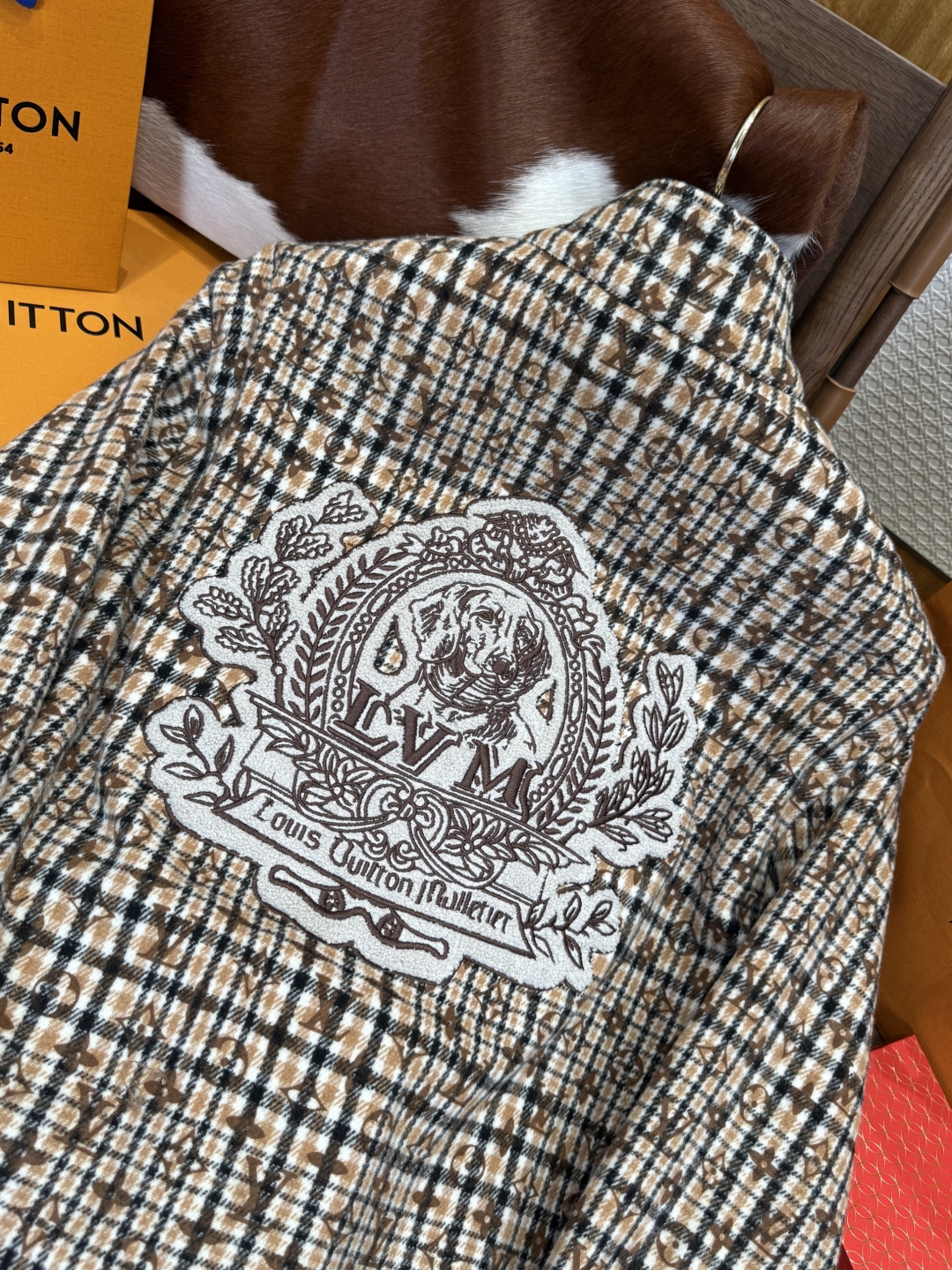 LOUIS VUITTON Beaded Monogram Embroidered Baseball Jacket