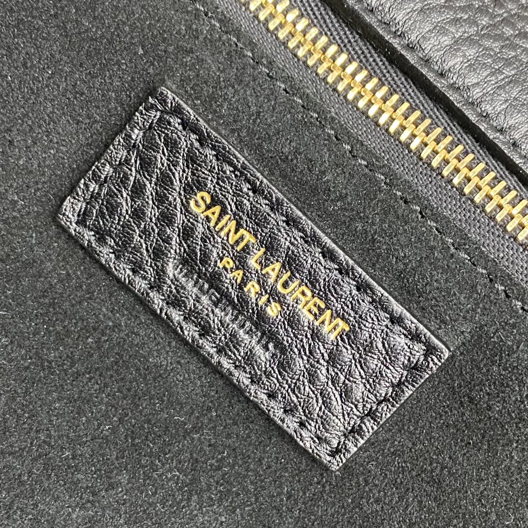 YSL LE 5 À 7 bea in grained leather-Black