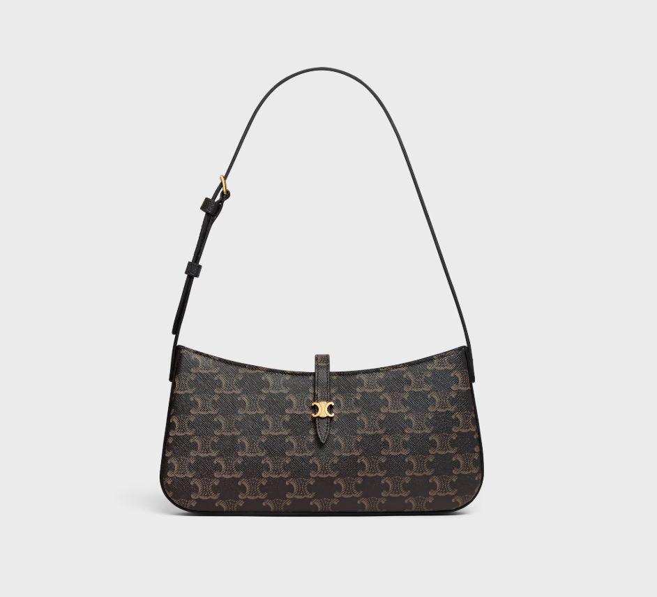 CELINE TINA SHOULDER BAG IN Triomphe canvas