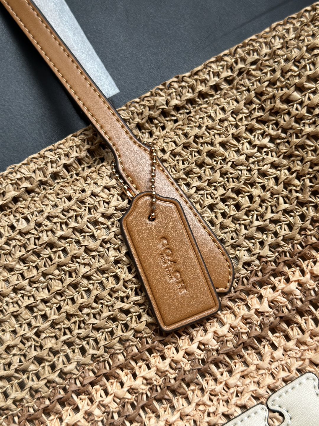 Coach Raffia Woven Tote Bag