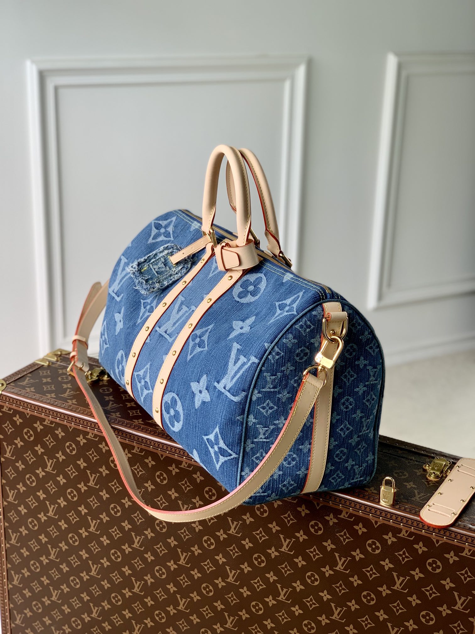 Louis Vuitton M24315 Keepall Bandoulière 45 Denim Blue