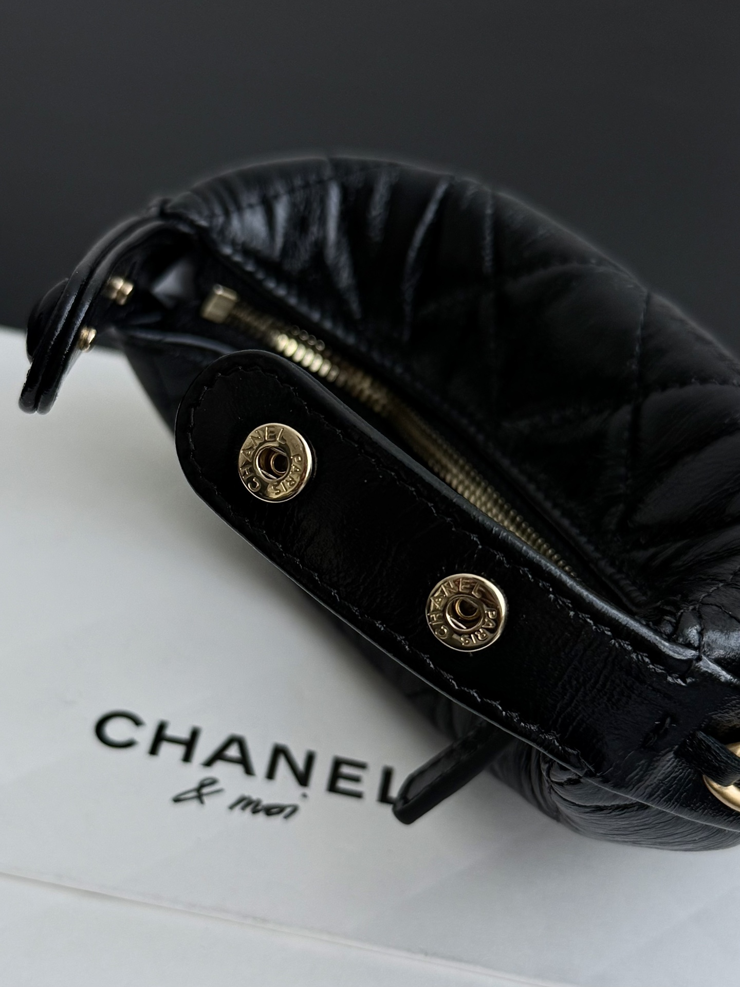 Chanel mini pouch shiny lambskin
