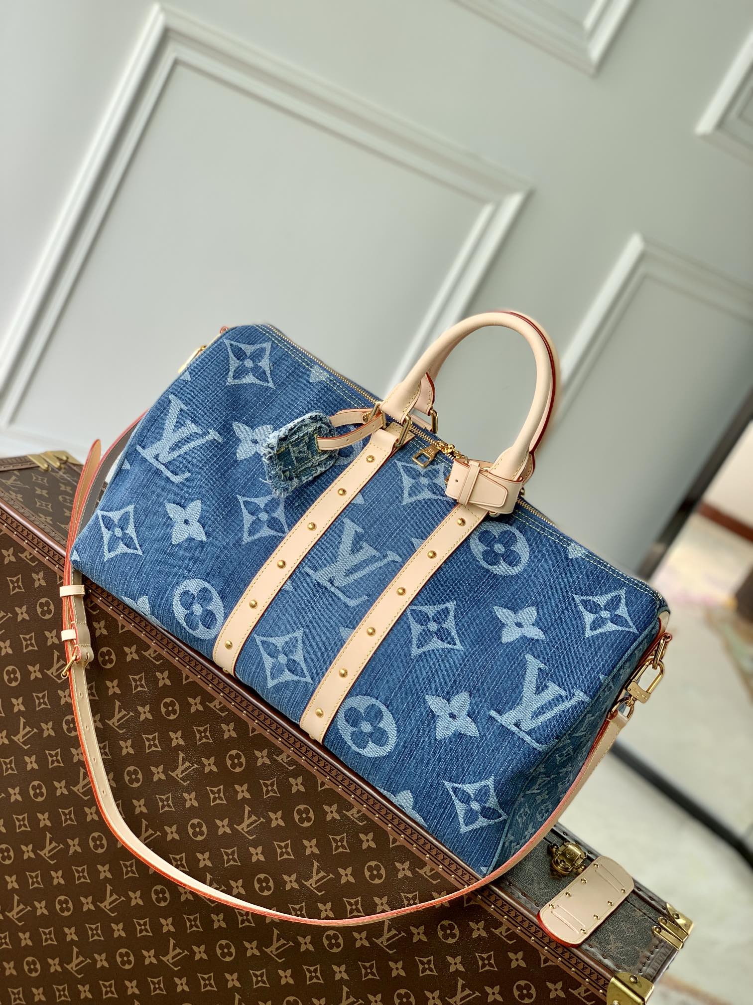 Louis Vuitton M24315 Keepall Bandoulière 45 Denim Blue
