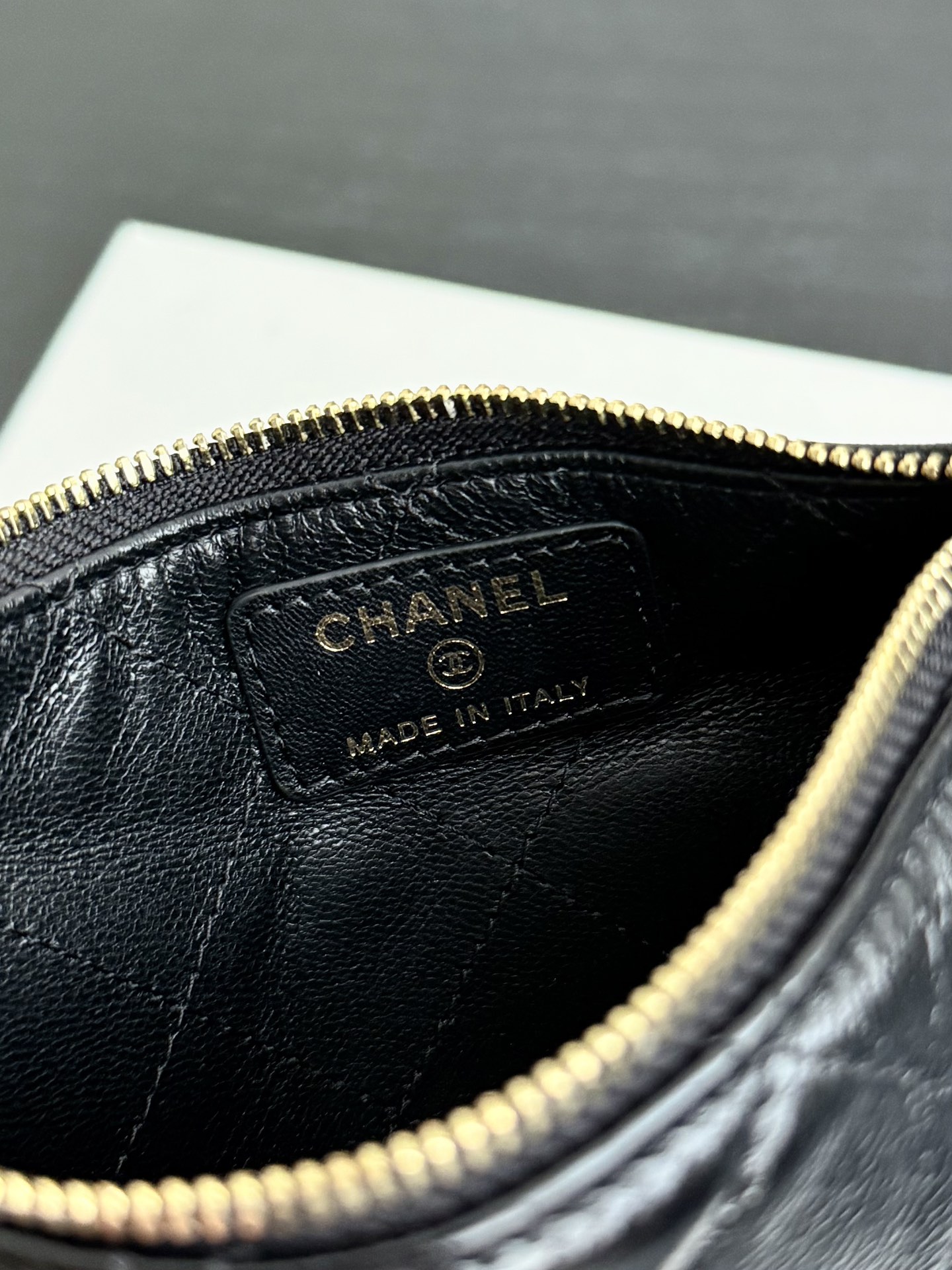 Chanel mini pouch shiny lambskin