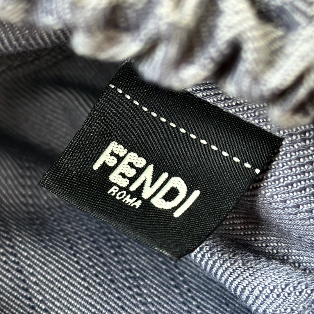 Fendi Mamma Baguette Small Blue denim-effect FF jacquard mini-bag
