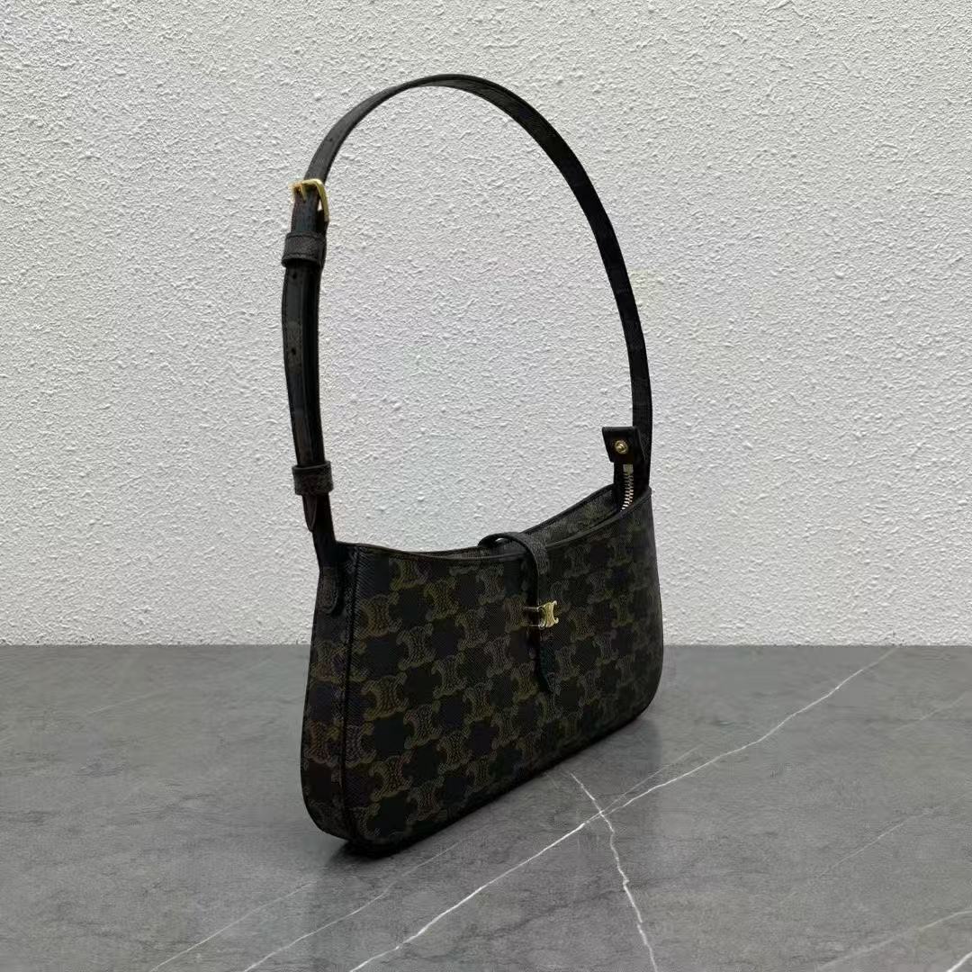 CELINE TINA SHOULDER BAG IN Triomphe canvas