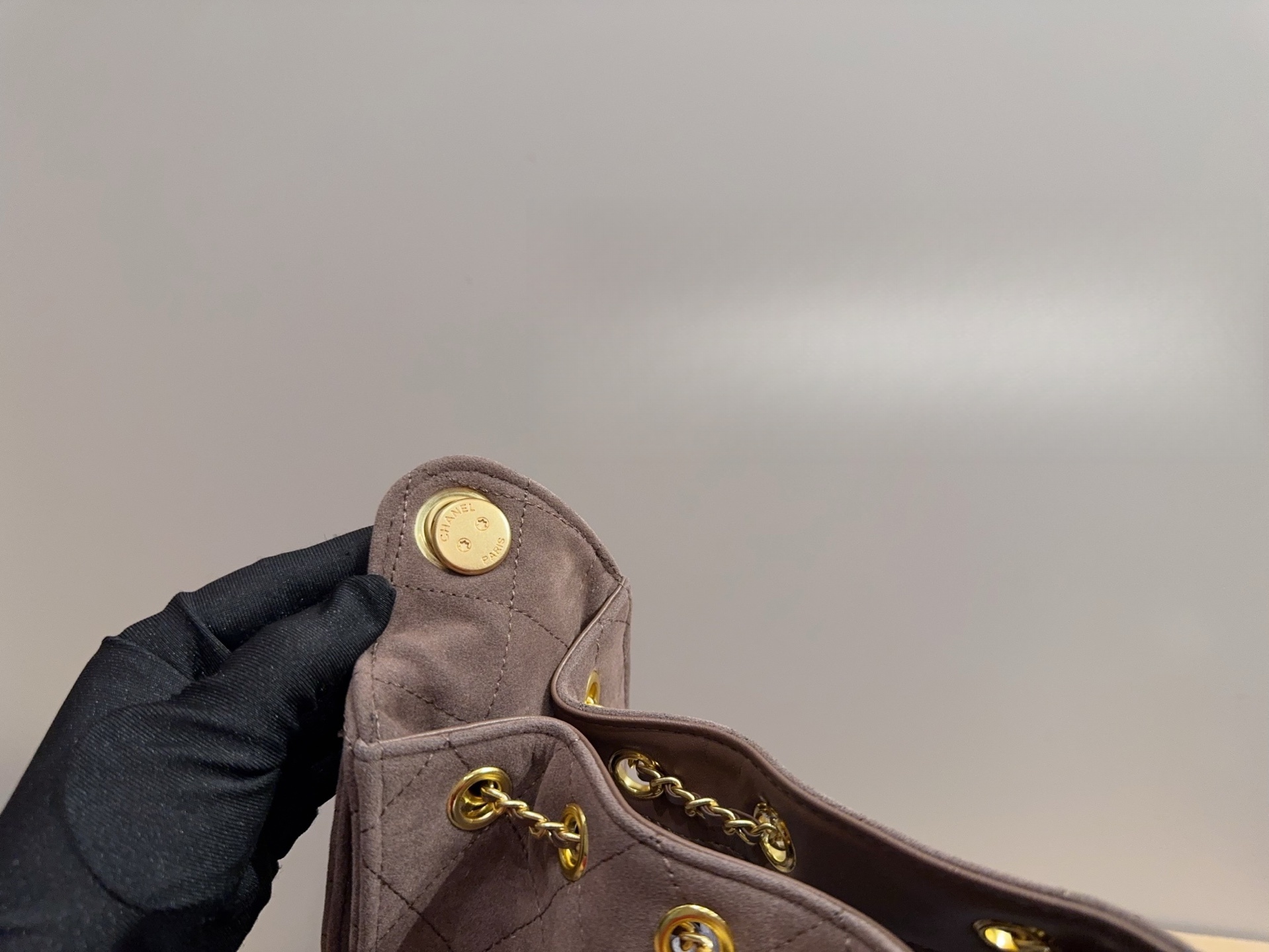 CHANEL 25A Suede Drawstring Hobo Bucket Bag