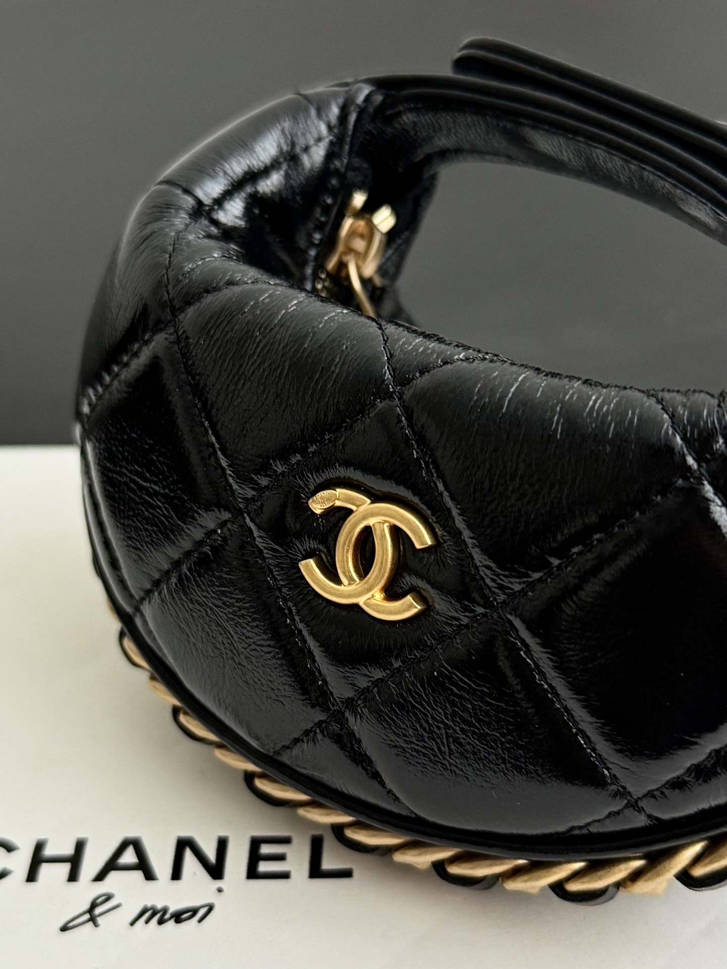 Chanel mini pouch shiny lambskin