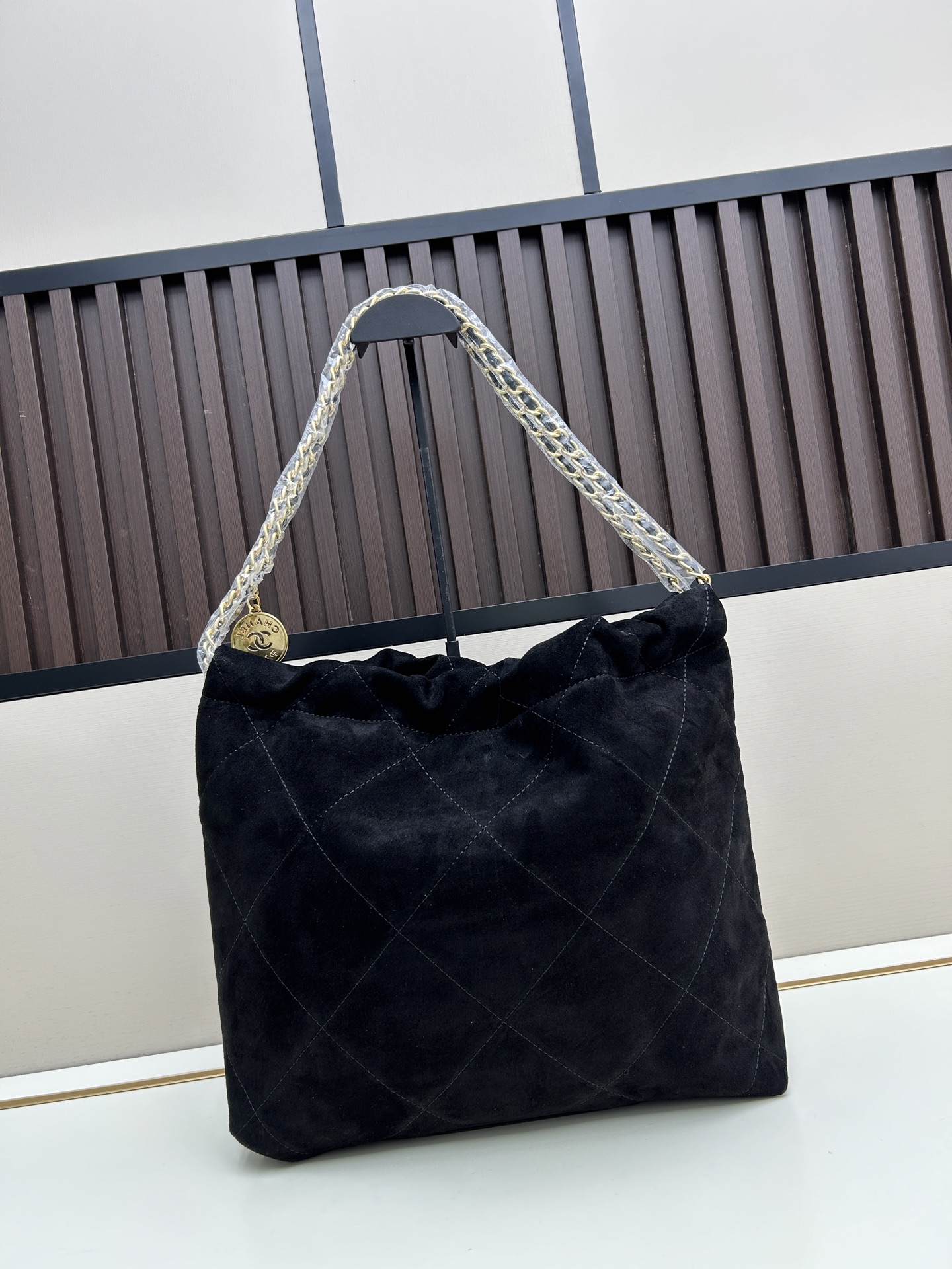 Chanel 22 Bag in Suede with Gold-Tone Hardware