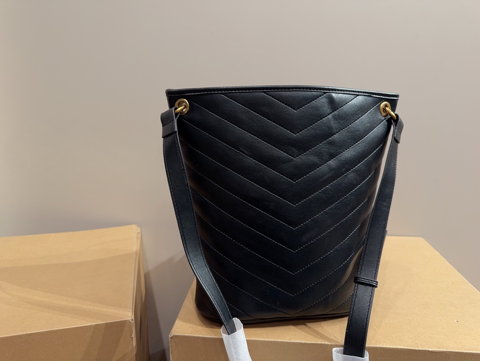 YSL Leather Bucket Bag