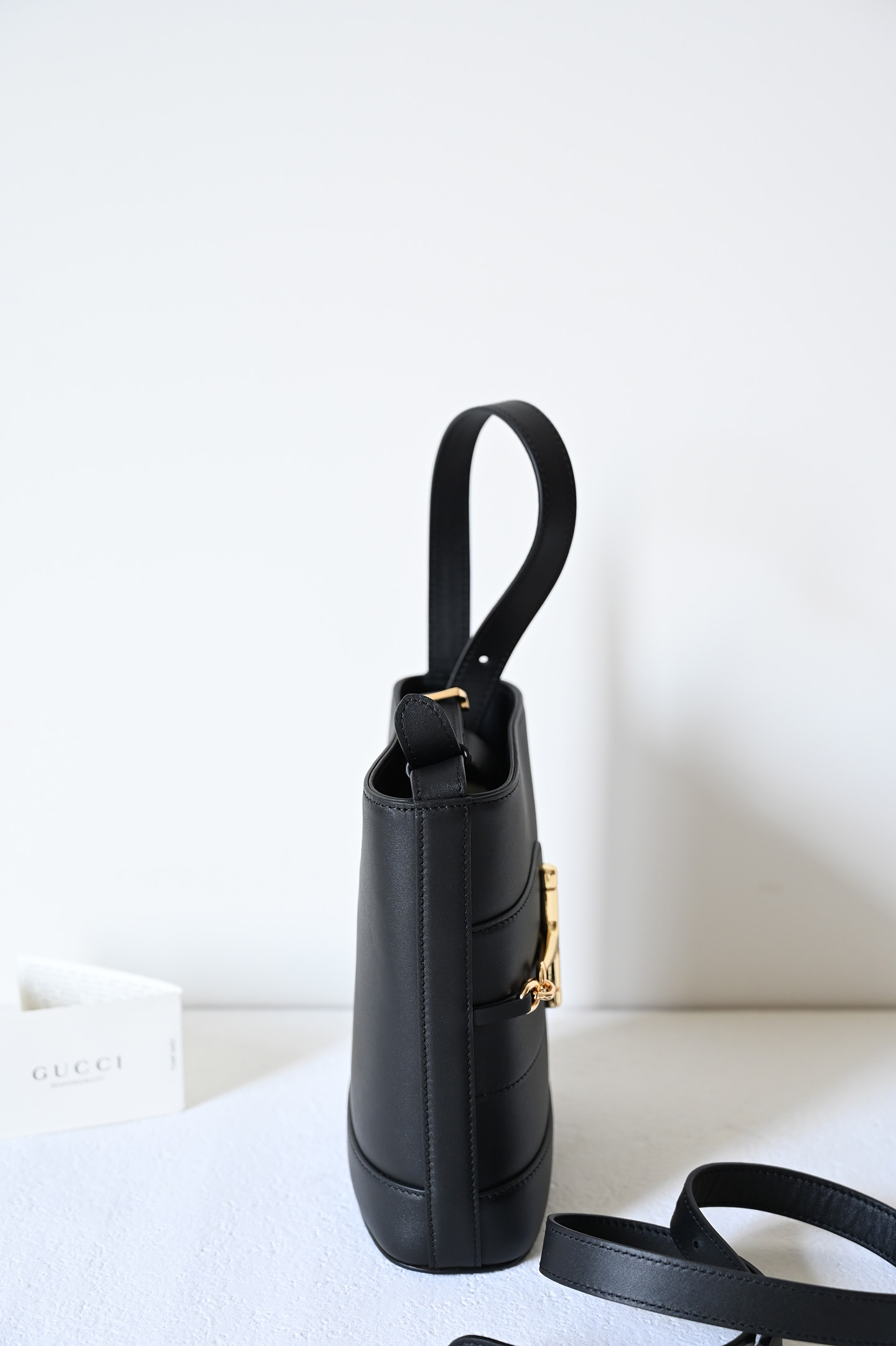 Gucci small bucket bag in black leather