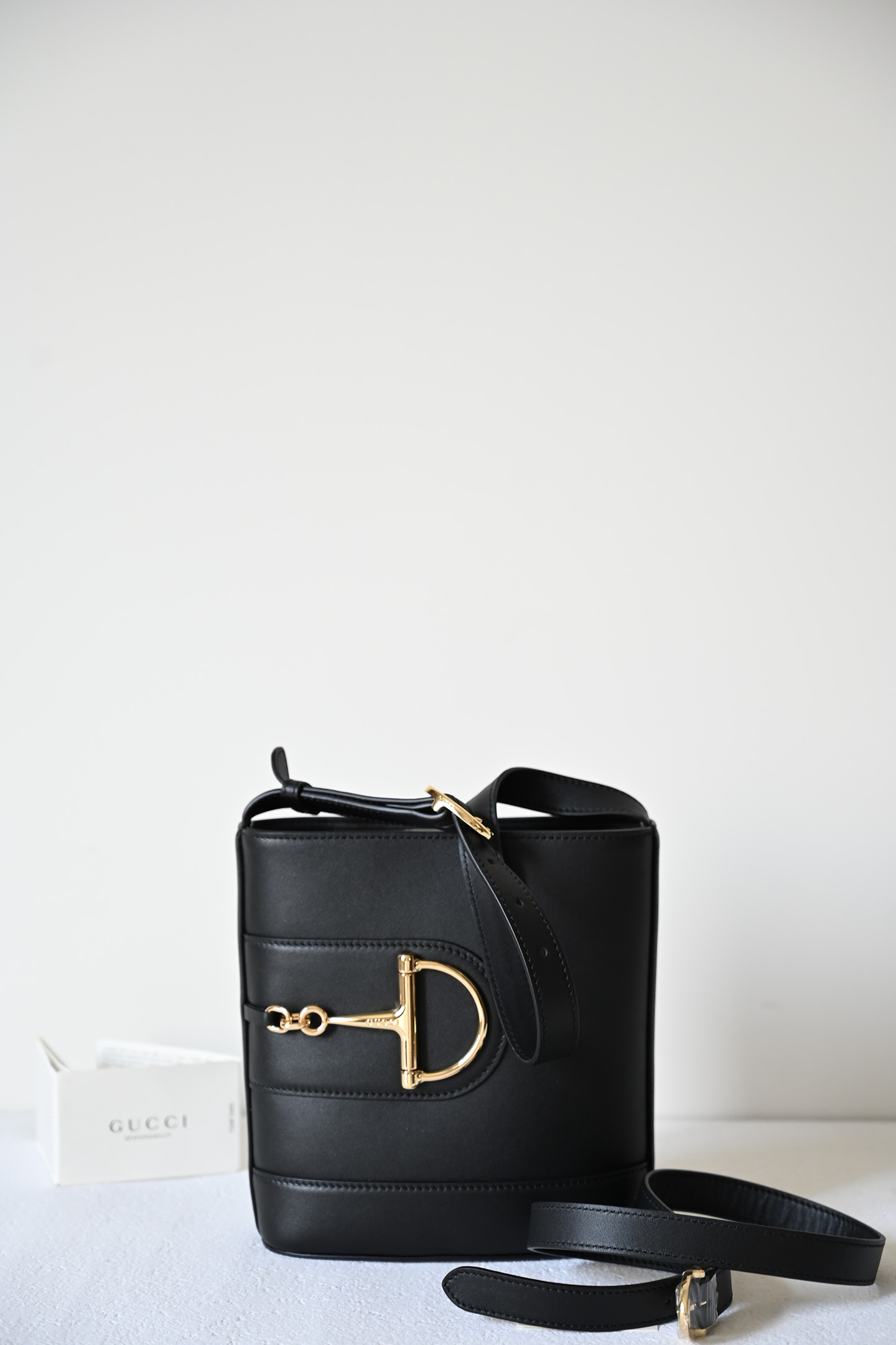 Gucci small bucket bag in black leather