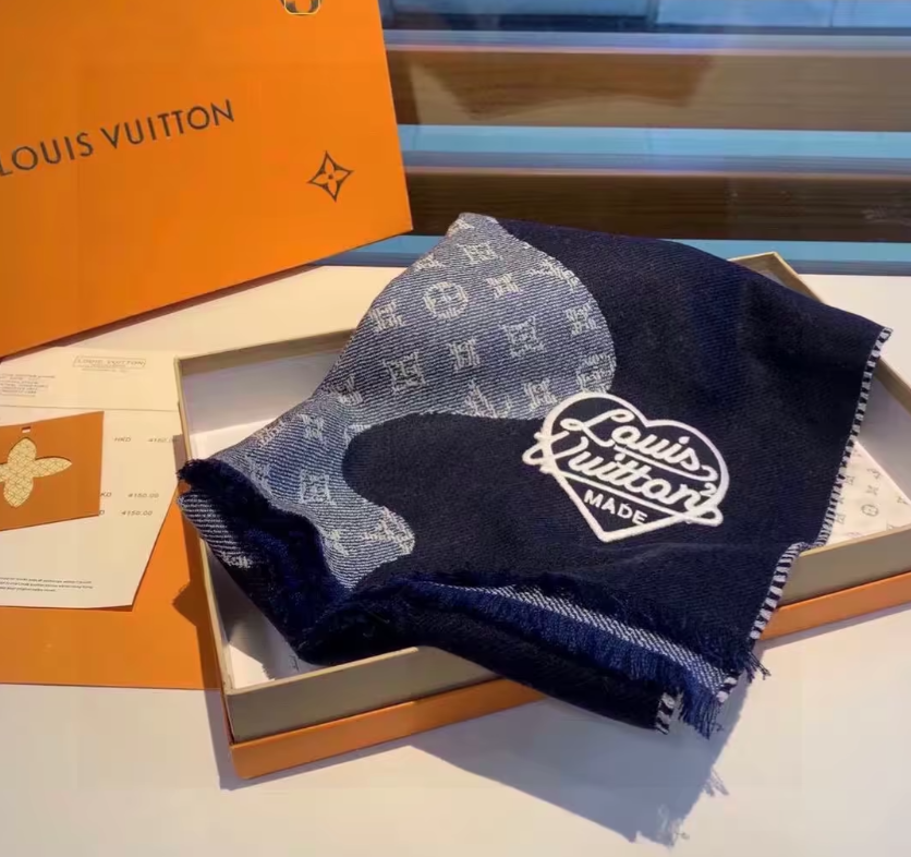 Louis Vuitton x Nigo MP3255 Monogram Drip Blue Scarf