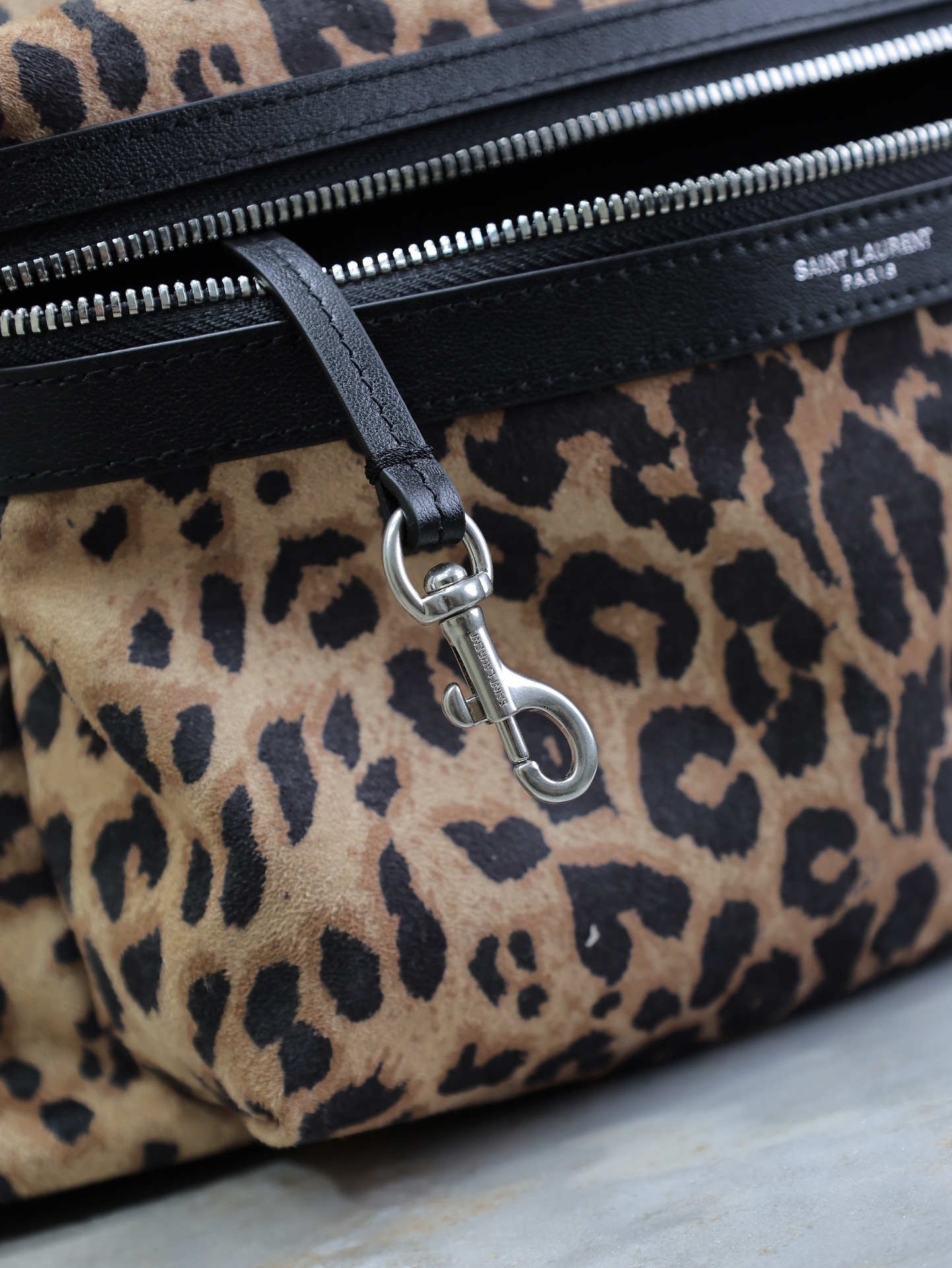 YSL-Leopard Print Velvet with Leather