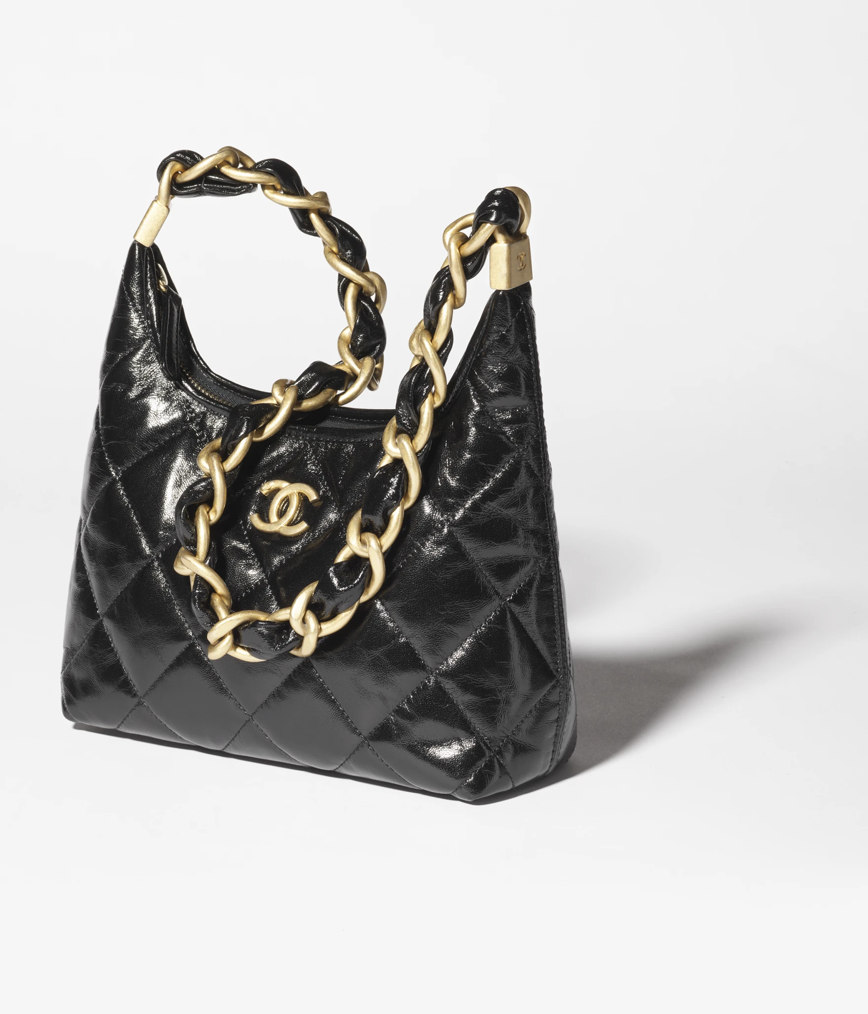 Chanel 24A Chain Hobo Bag Black